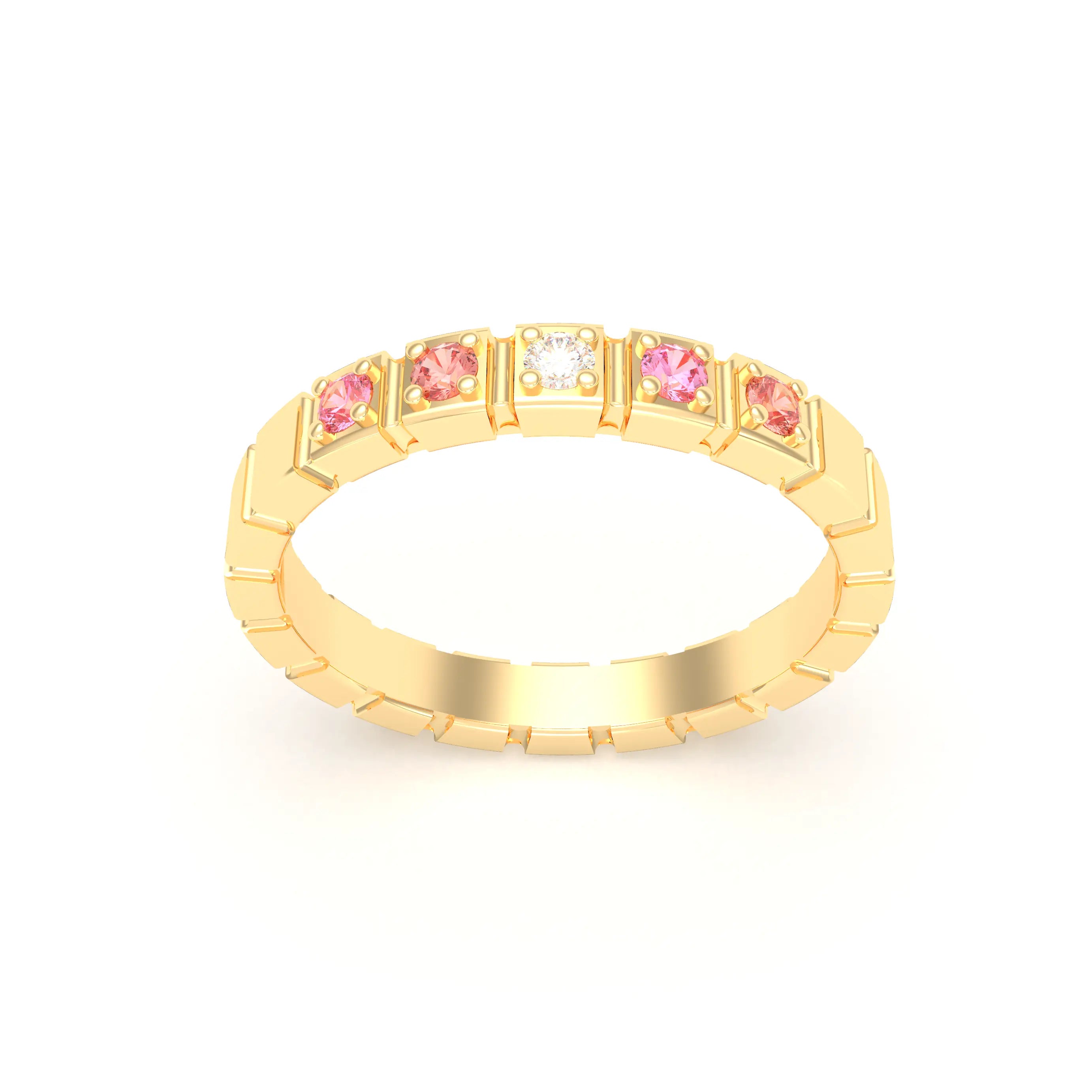 Bague New York en or jaune 18 carats, joaillerie personnalisable à 5 pierres