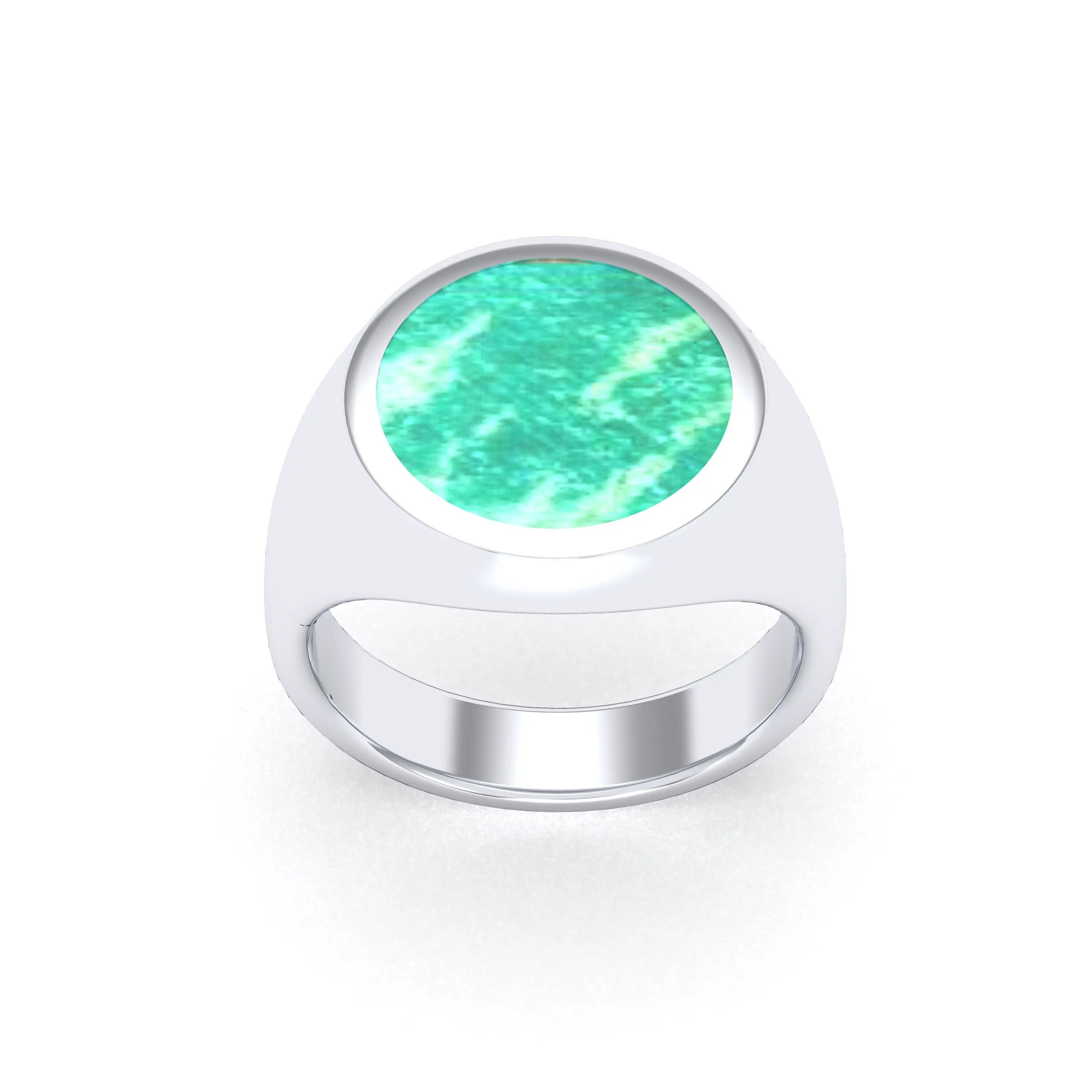 Bague femme Noé en argent 950, chevalière à pierre fine plate au choix