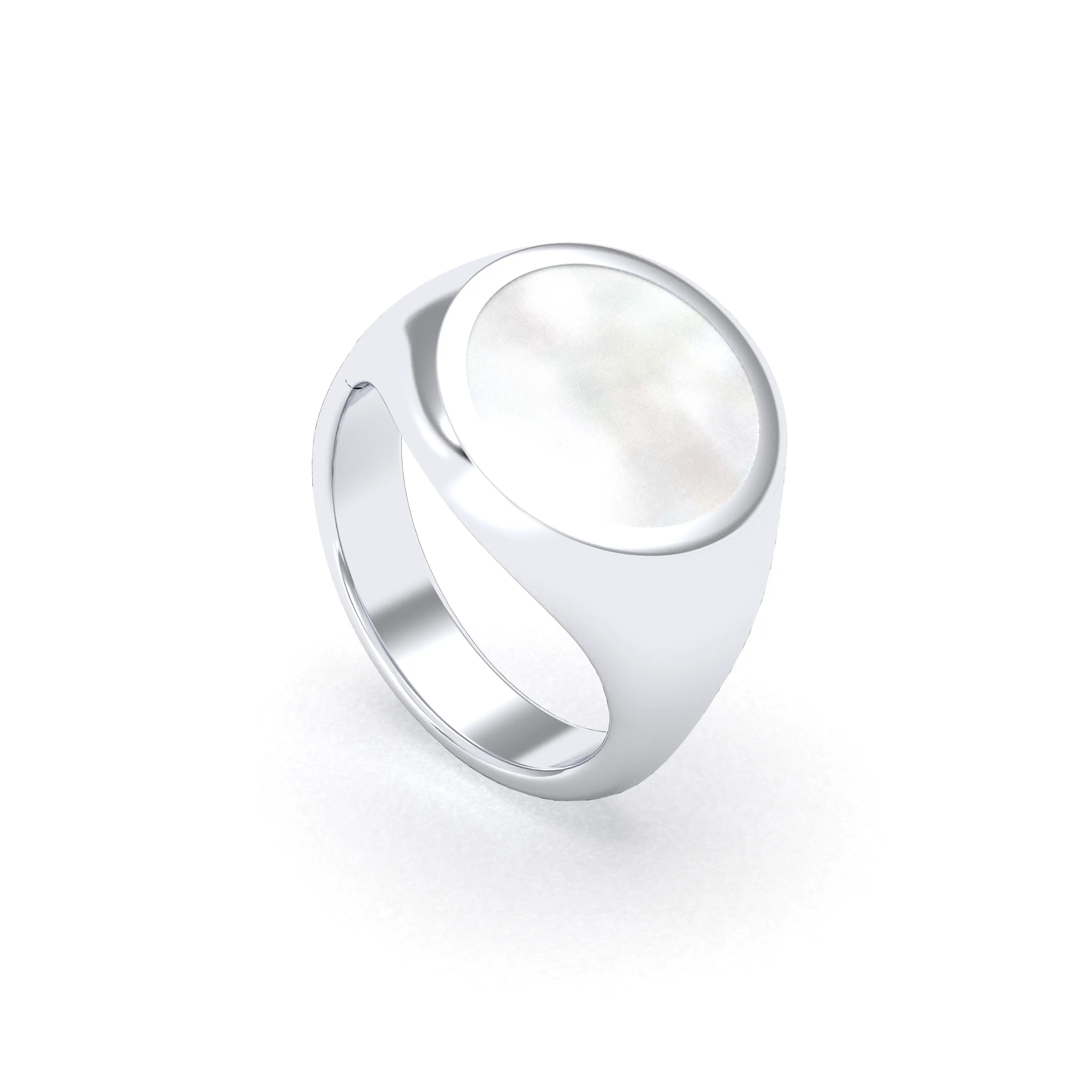 Bague femme Noé en argent 950, chevalière à pierre fine plate au choix
