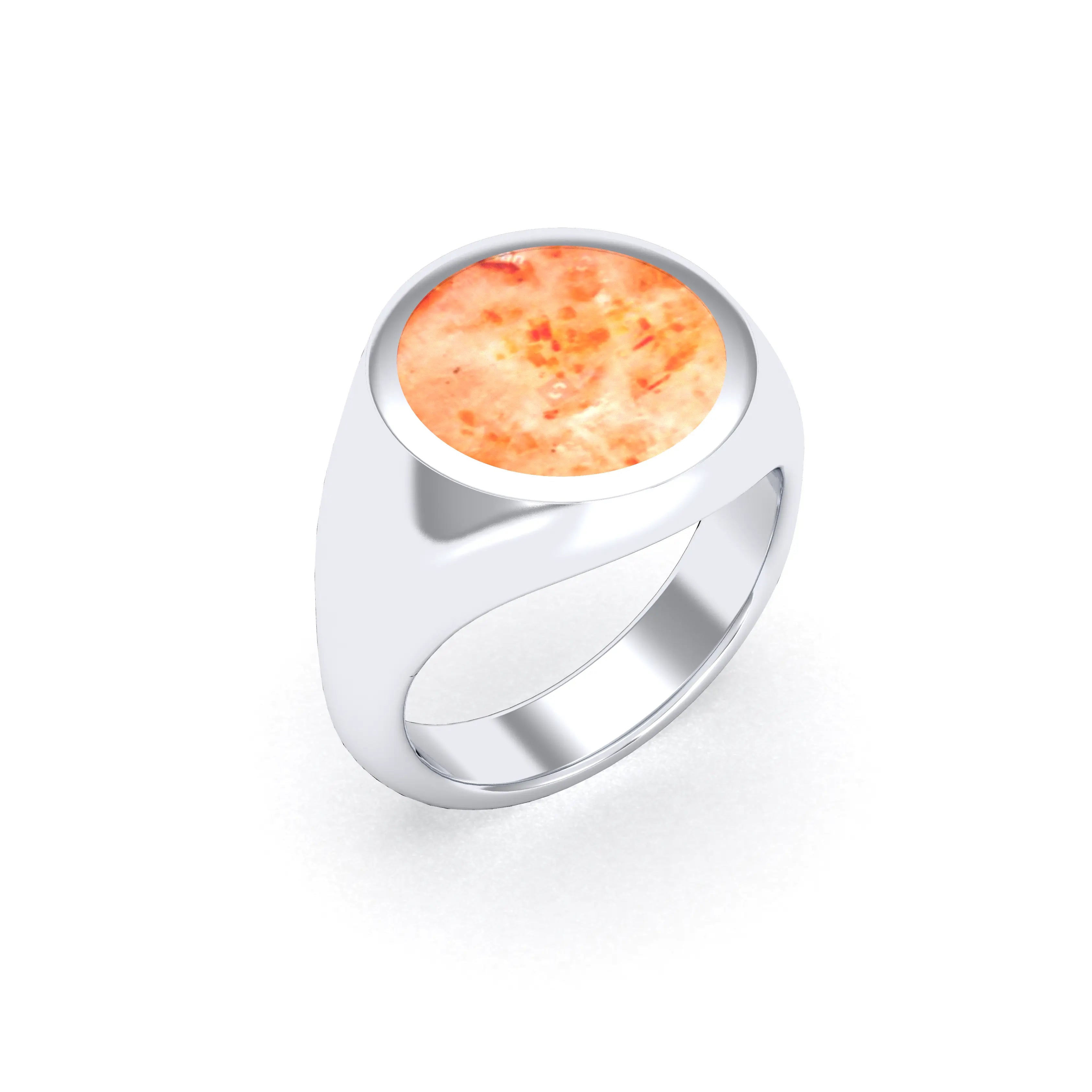 Bague femme Noé en argent 950, chevalière à pierre fine plate au choix Pierre de Soleil