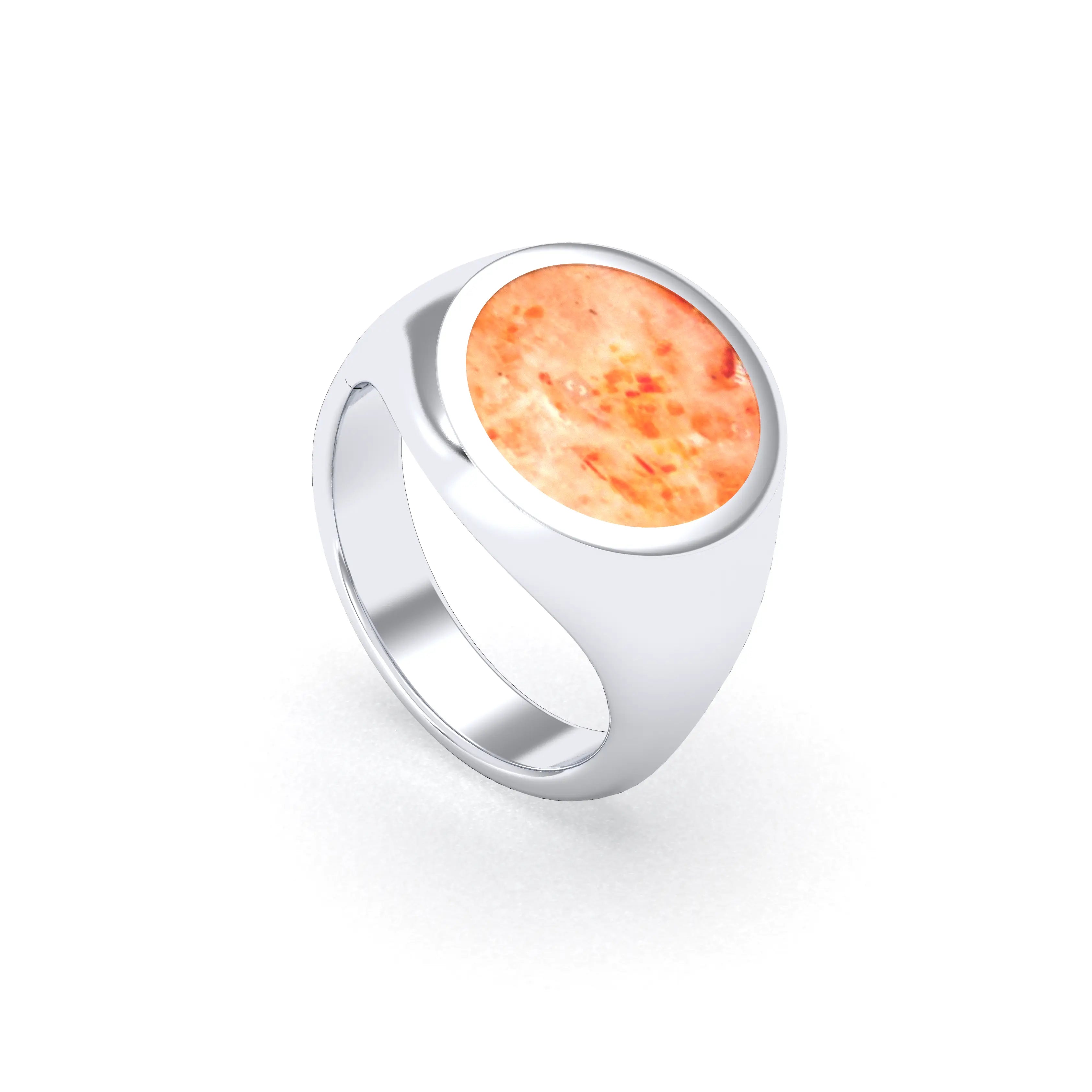 Bague femme Noé en argent 950, chevalière à pierre fine plate au choix