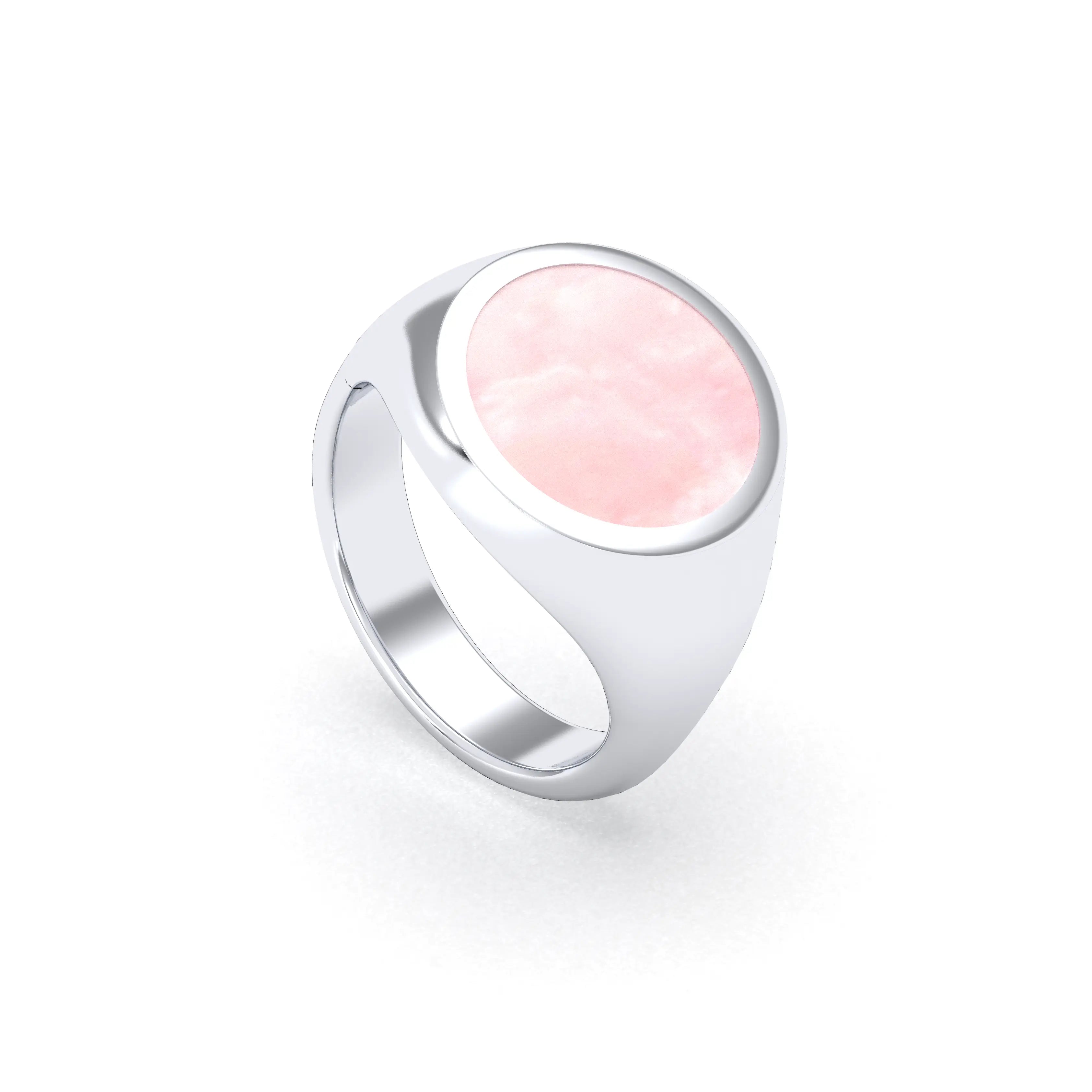 Bague femme Noé en argent 950, chevalière à pierre fine plate au choix