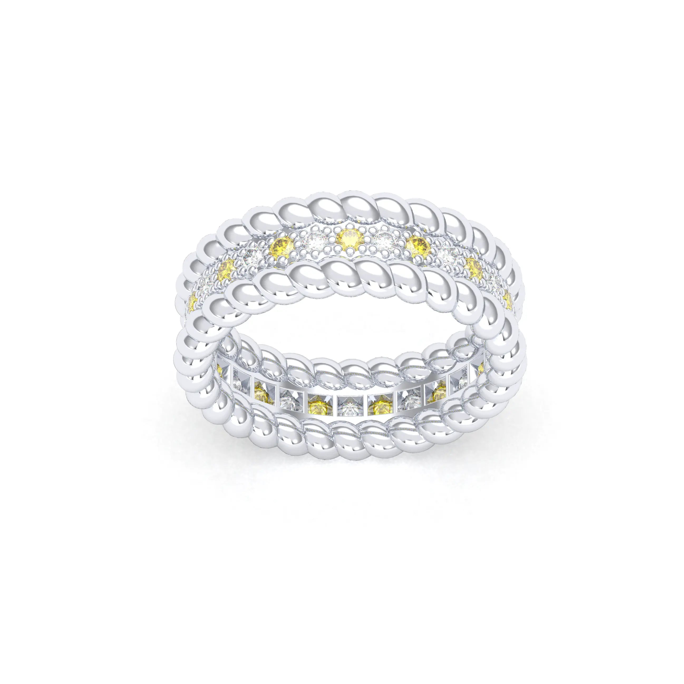 Bague Olympe en Or Blanc 18 Carats et Pierres Précieuses