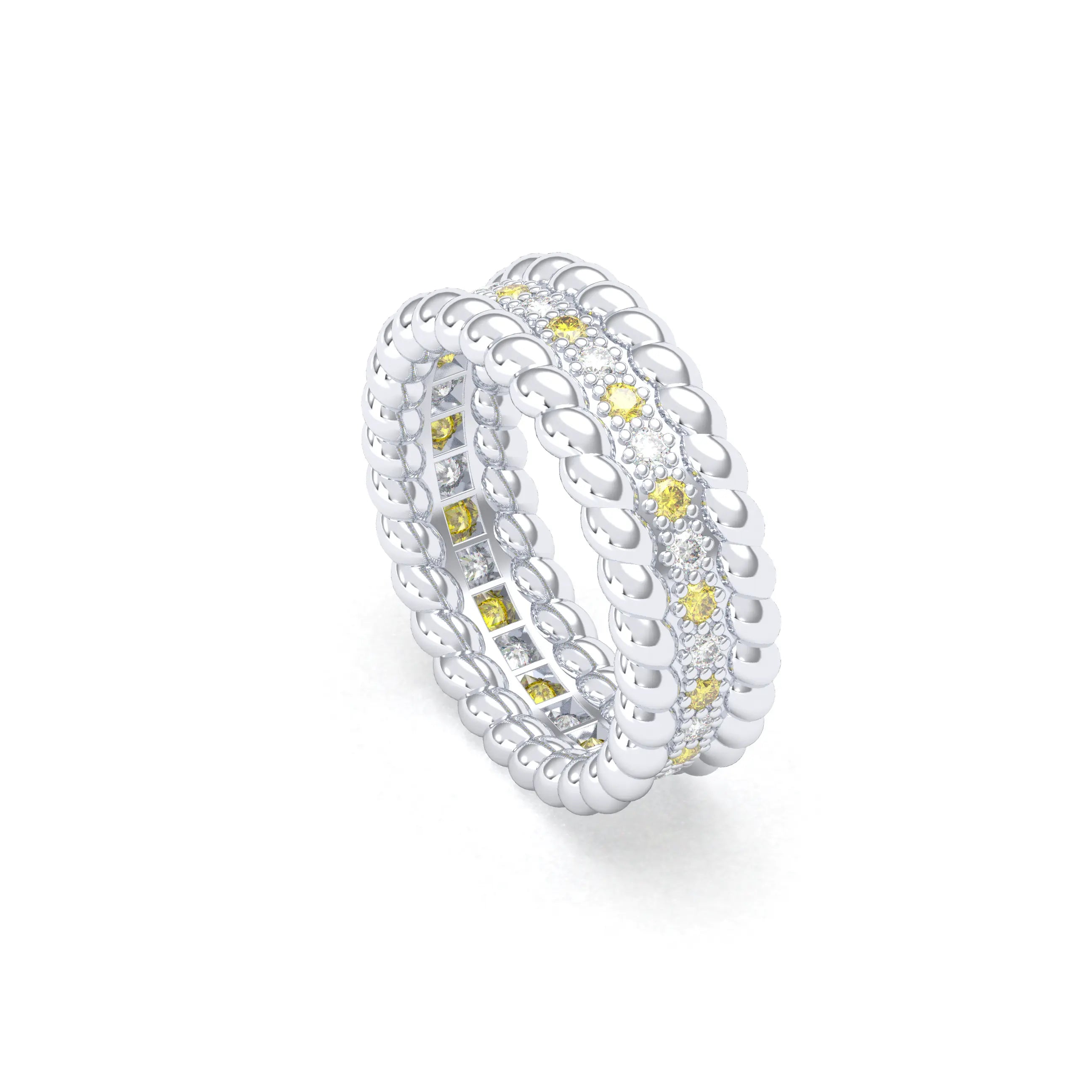 Bague Olympe en Or Blanc 18 Carats et Pierres Précieuses
