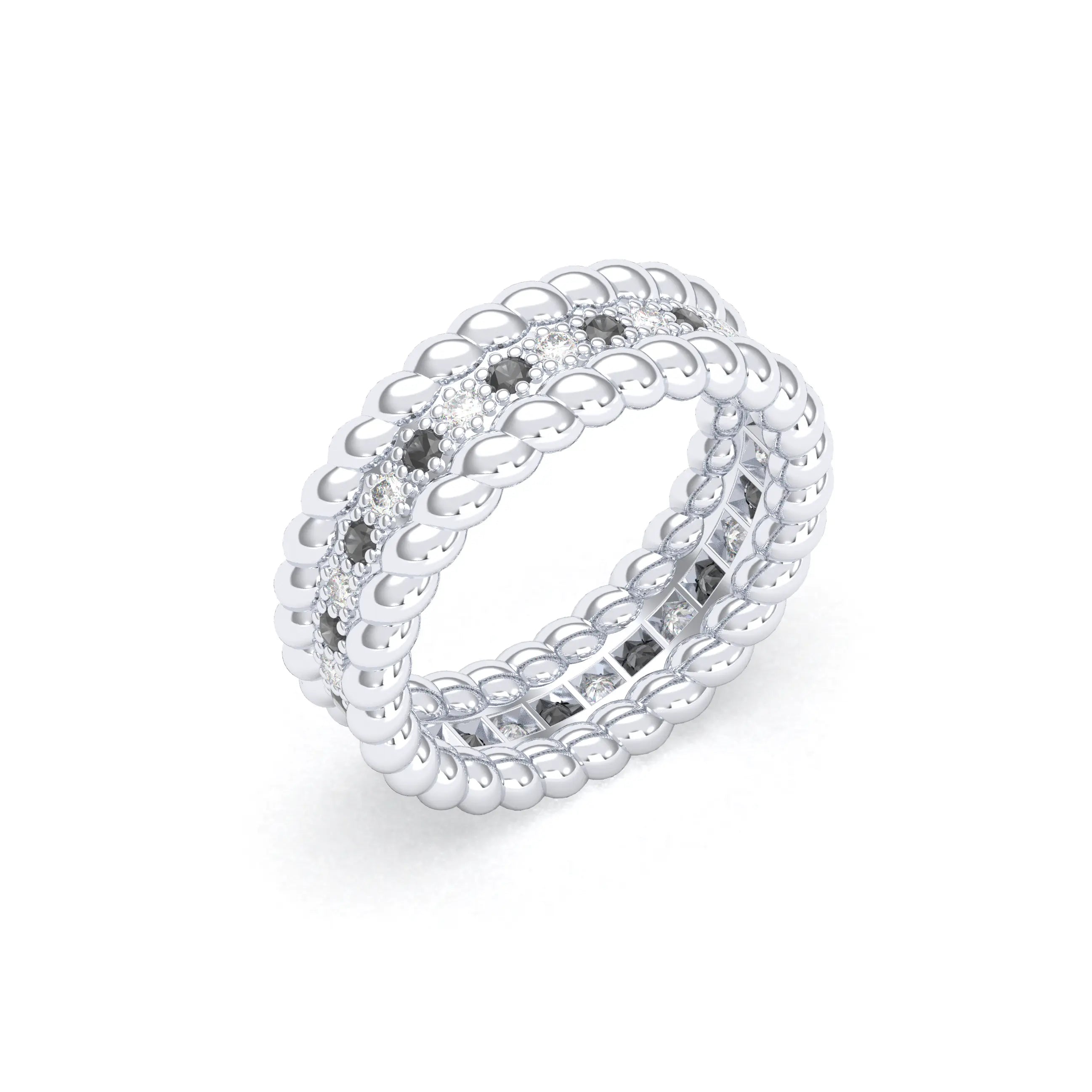 Bague Olympe en Or Blanc 18 Carats et Pierres Précieuses Diamant - Diamant noir