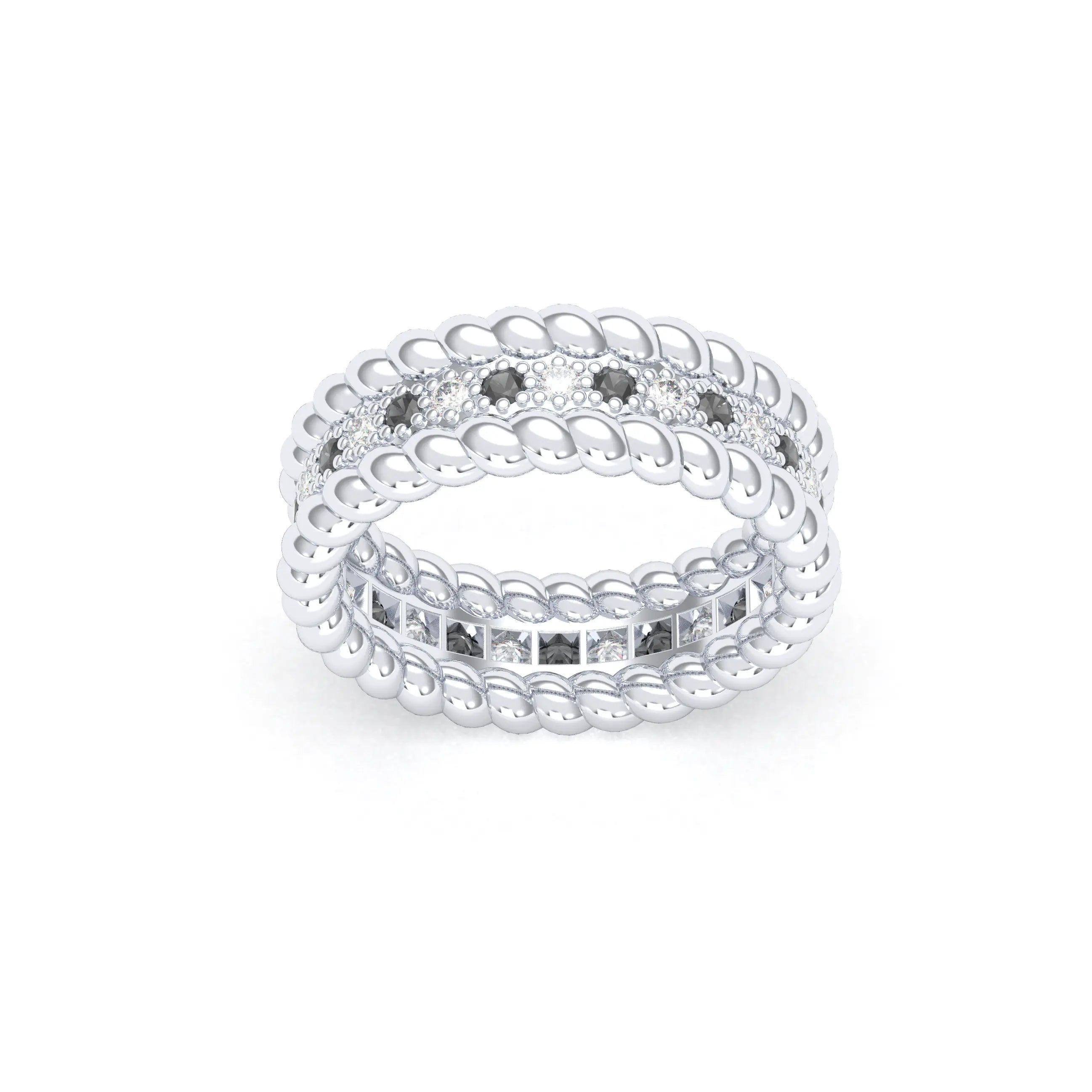Bague Olympe en Or Blanc 18 Carats et Pierres Précieuses