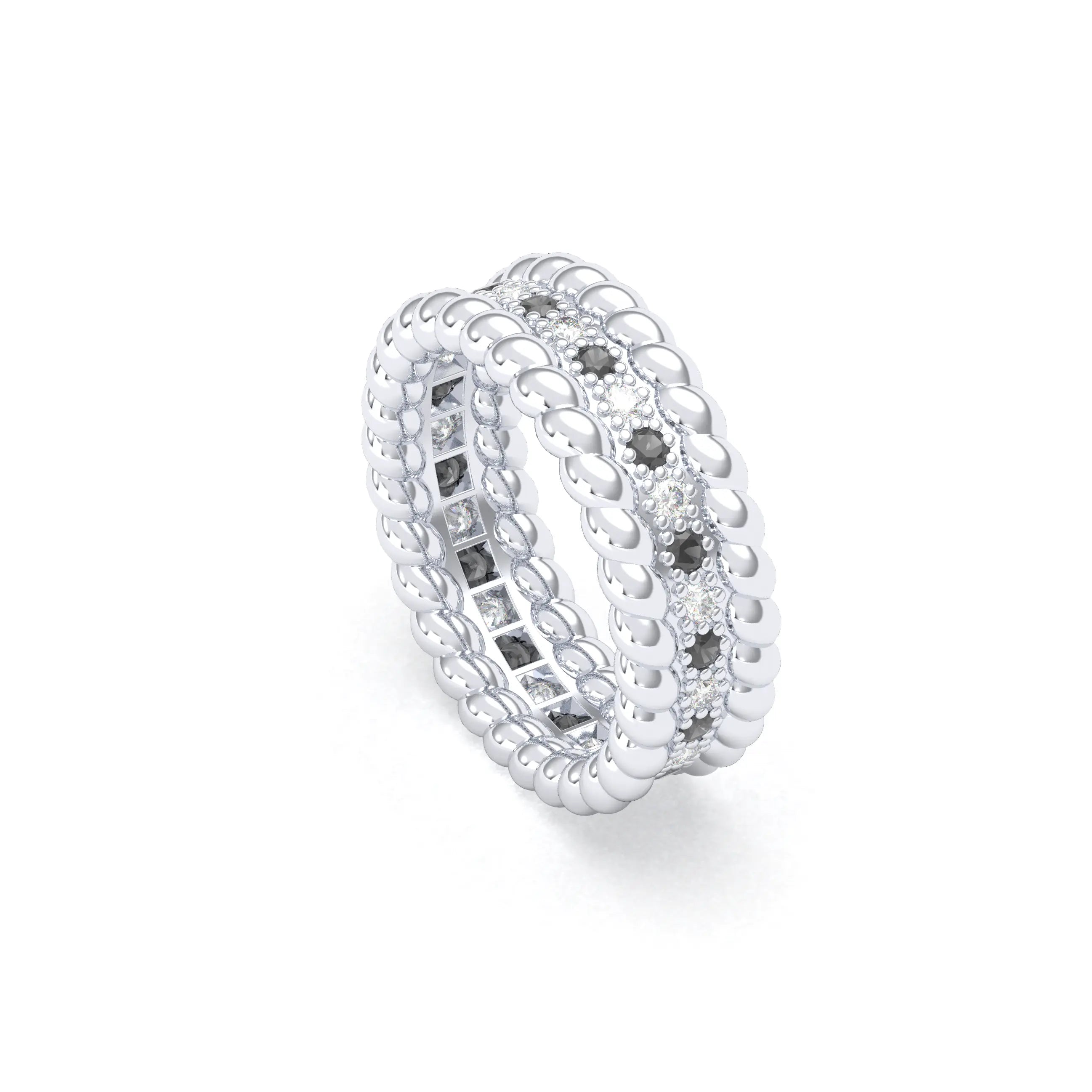 Bague Olympe en Or Blanc 18 Carats et Pierres Précieuses