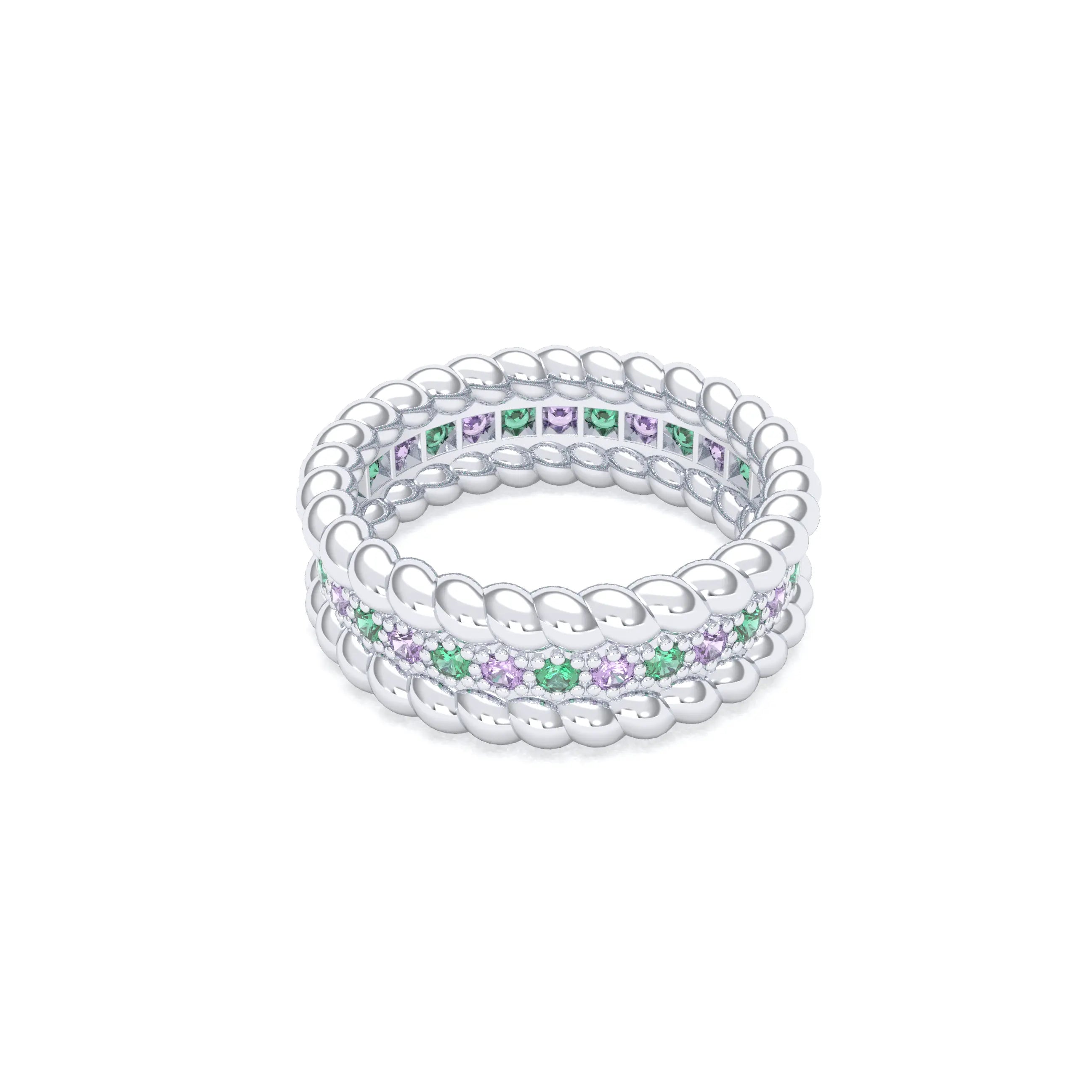 Bague Olympe en Or Blanc 18 Carats et Pierres Précieuses