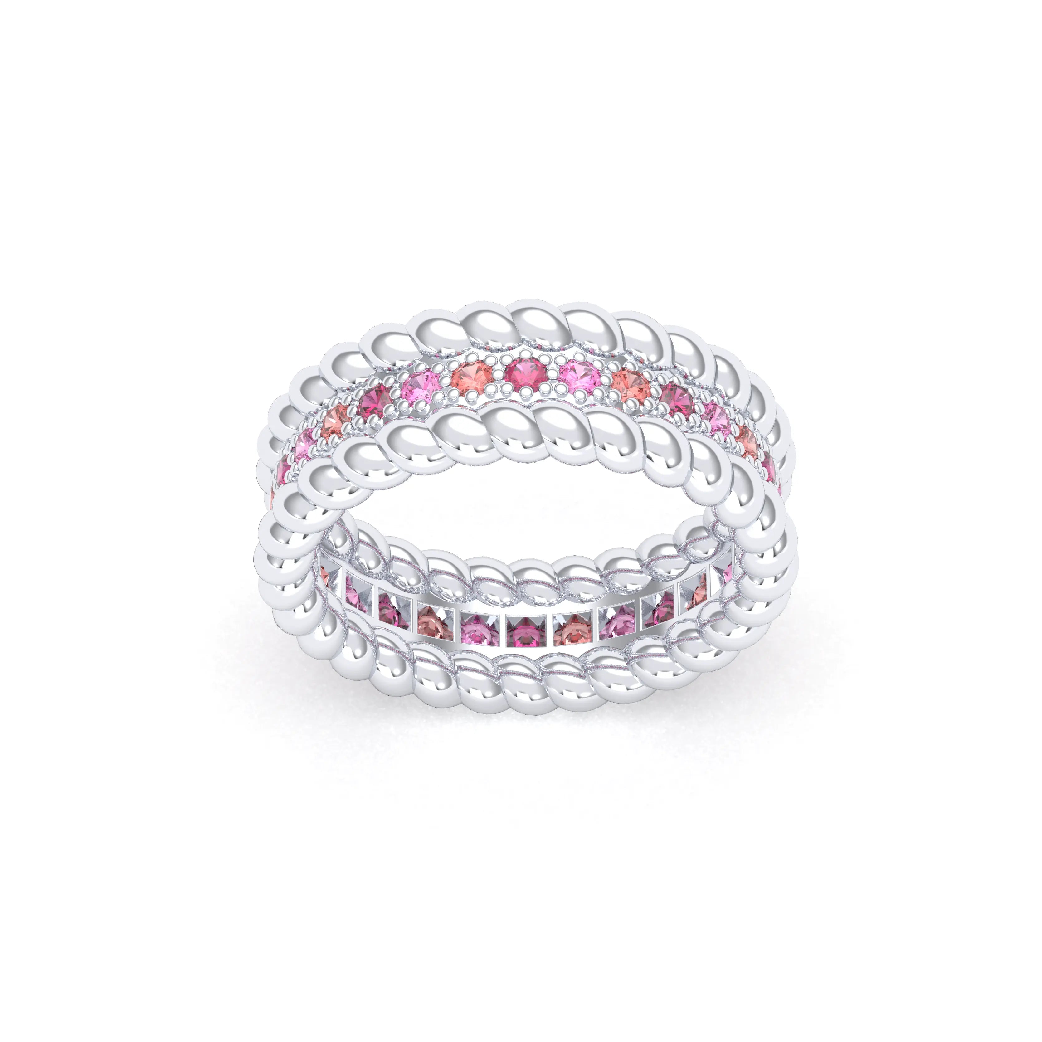 Bague Olympe torsadée en or blanc 18 carats, pierres fines et précieuses