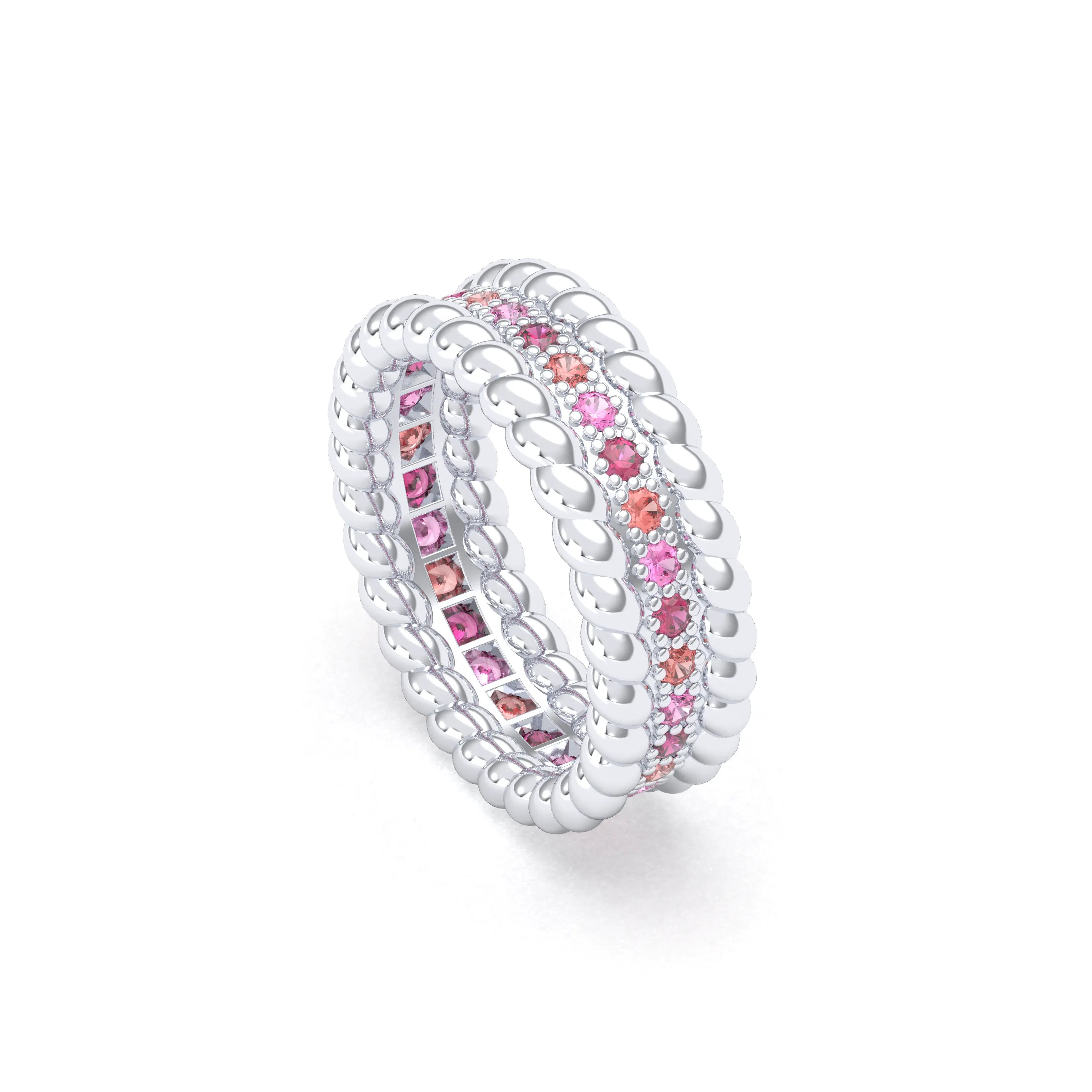 Bague Olympe torsadée en or blanc 18 carats, pierres fines et précieuses