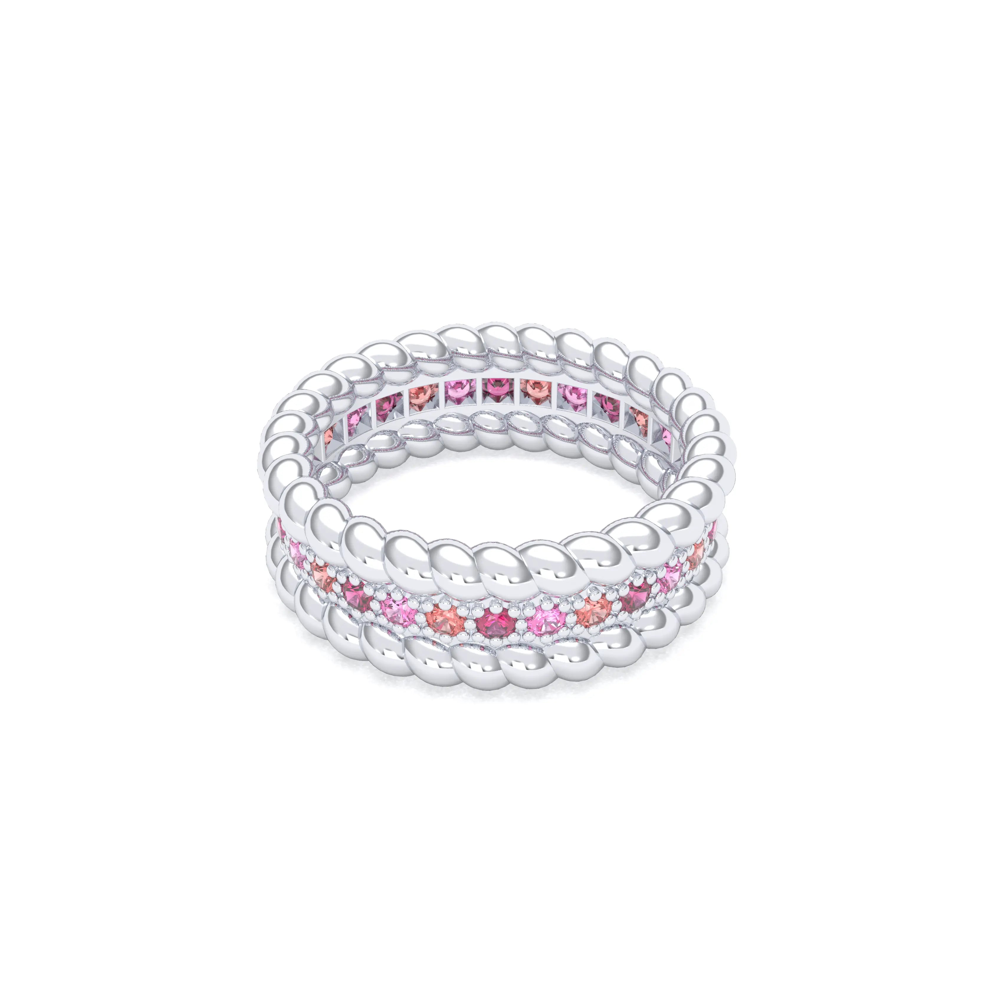 Bague Olympe torsadée en or blanc 18 carats, pierres fines et précieuses