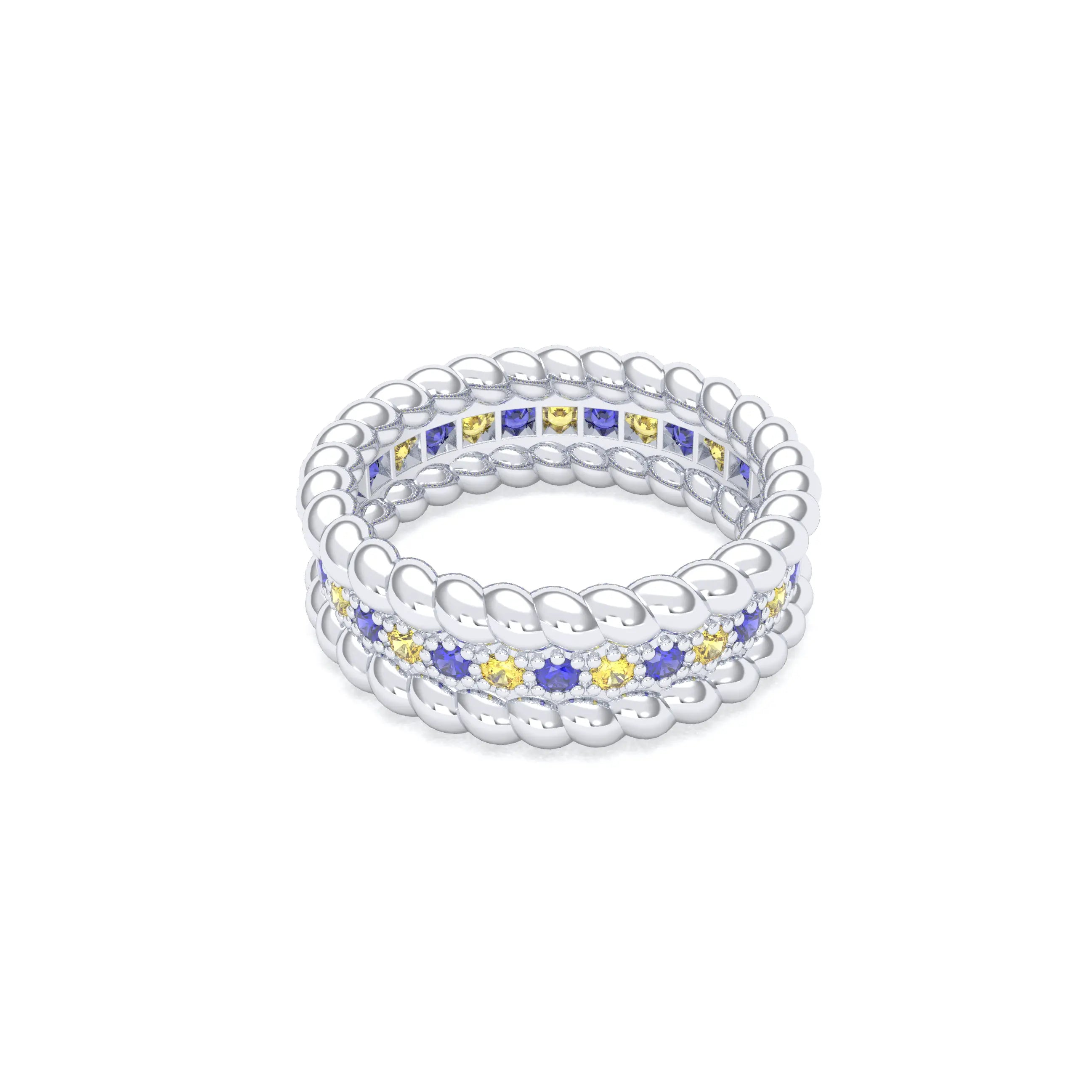 Bague Olympe en Or Blanc 18 Carats et Pierres Précieuses