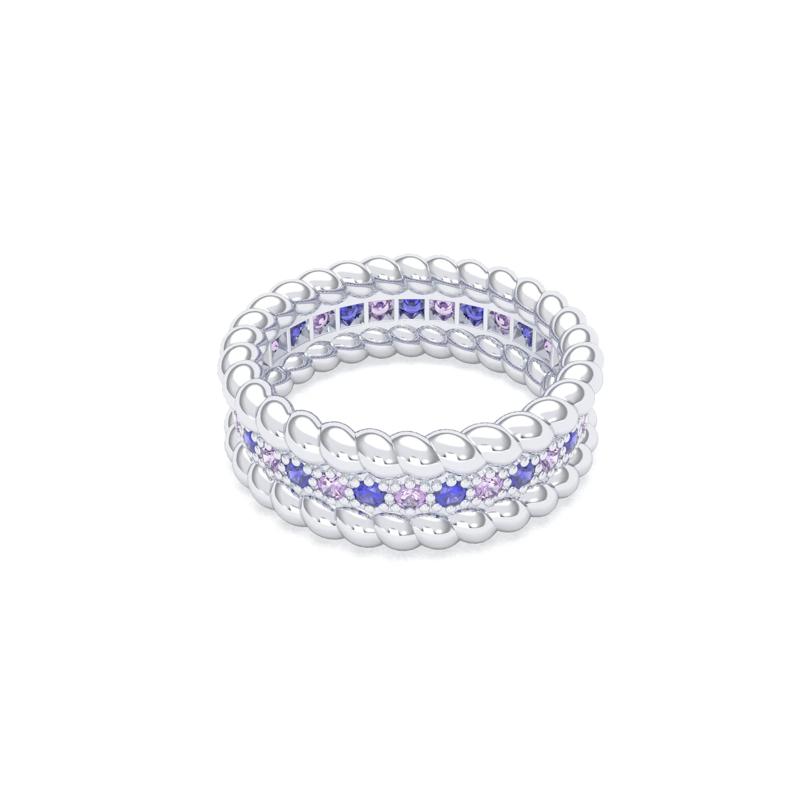 Bague Olympe en Or Blanc 18 Carats et Pierres Précieuses