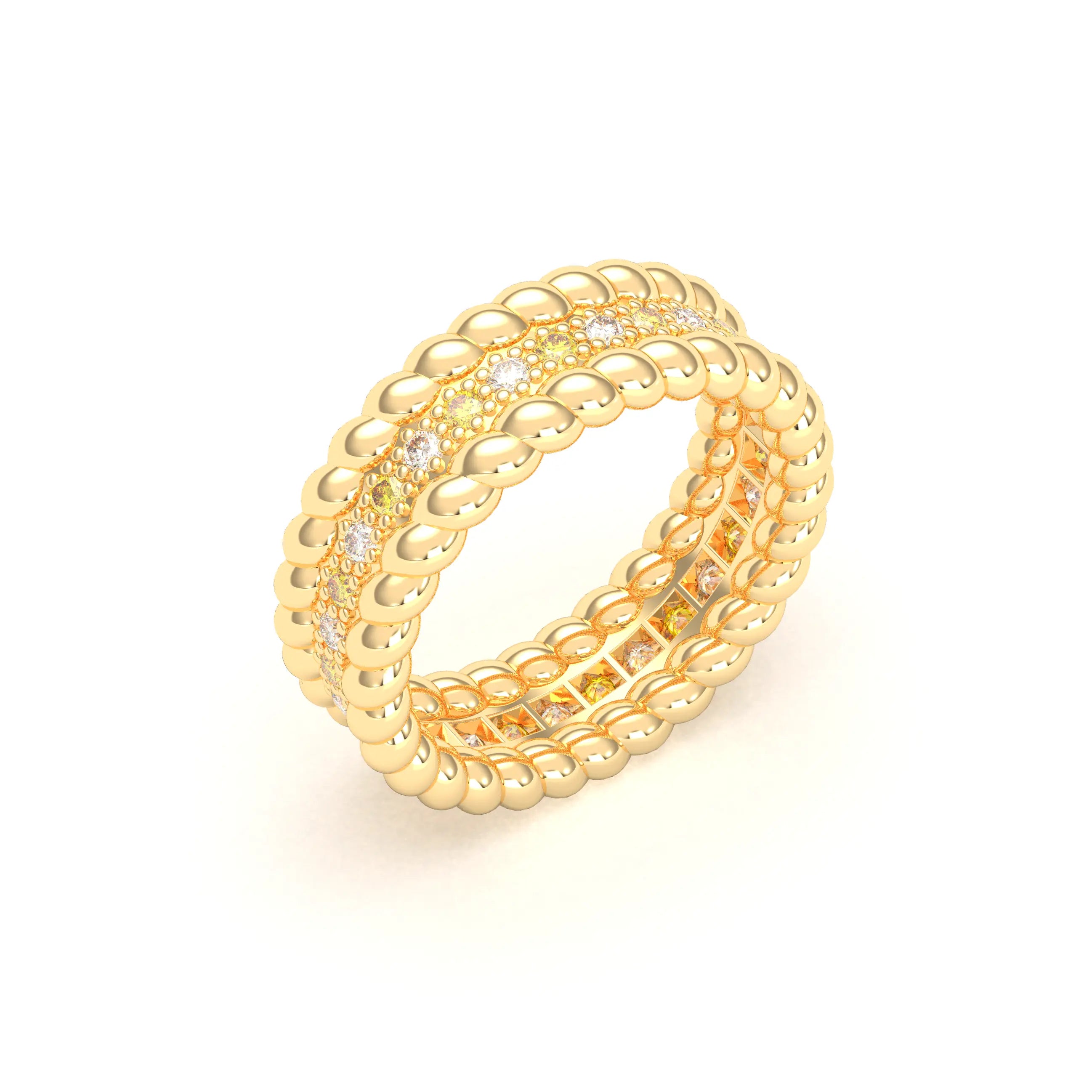 Bague Olympe en Or Jaune 18 Carats et Pierres Précieuses Diamant - Diamant jaune