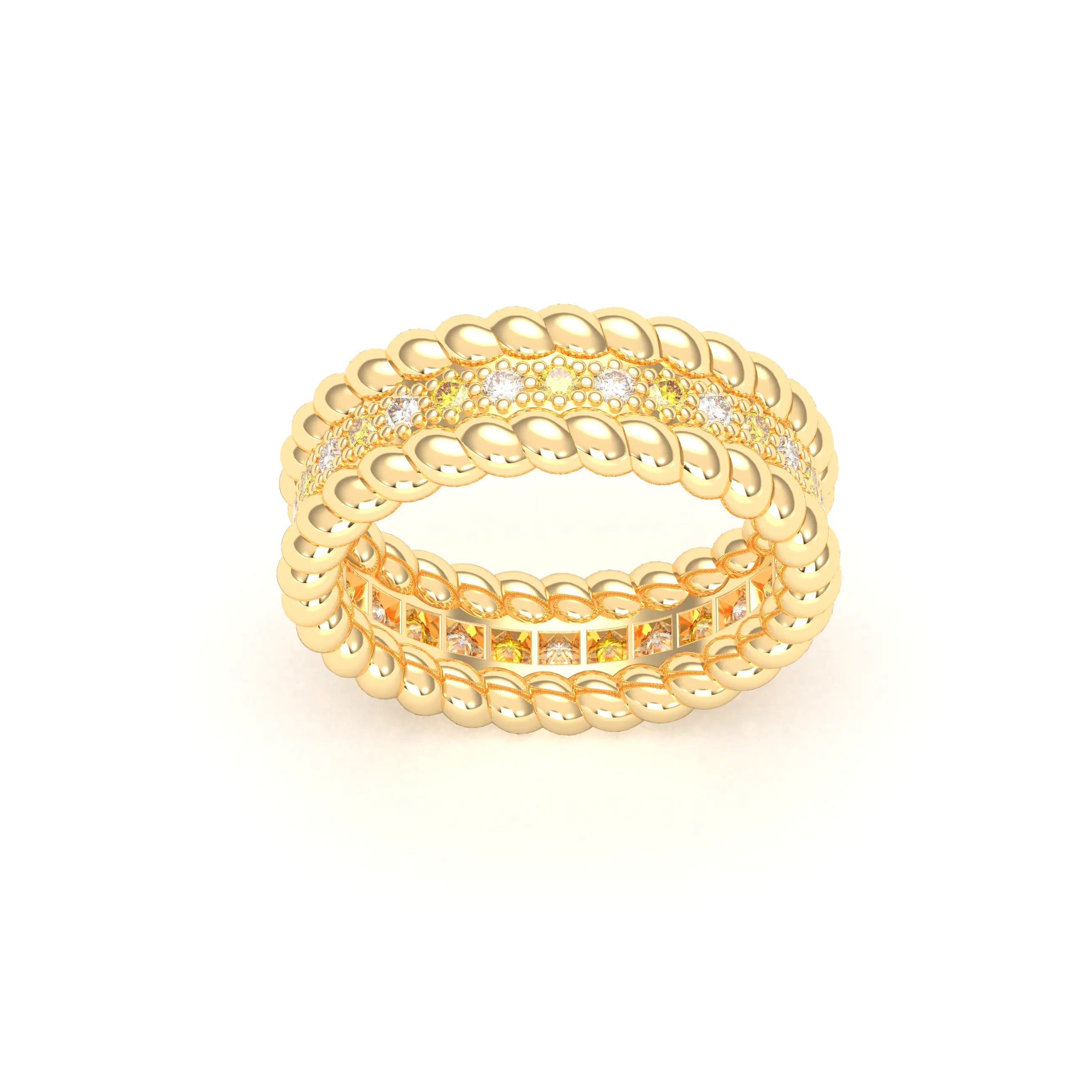 Bague Olympe en Or Jaune 18 Carats et Pierres Précieuses