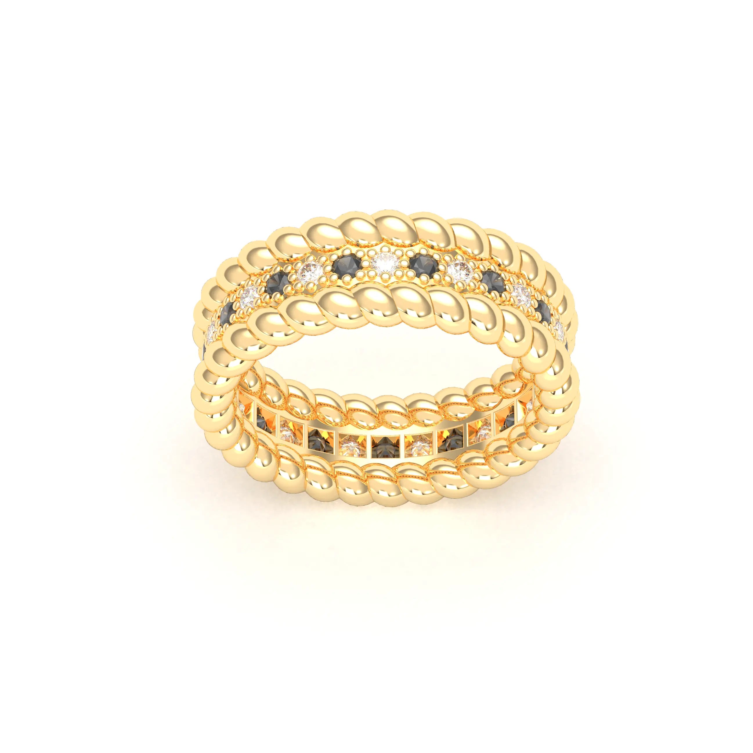 Bague Olympe en Or Jaune 18 Carats et Pierres Précieuses