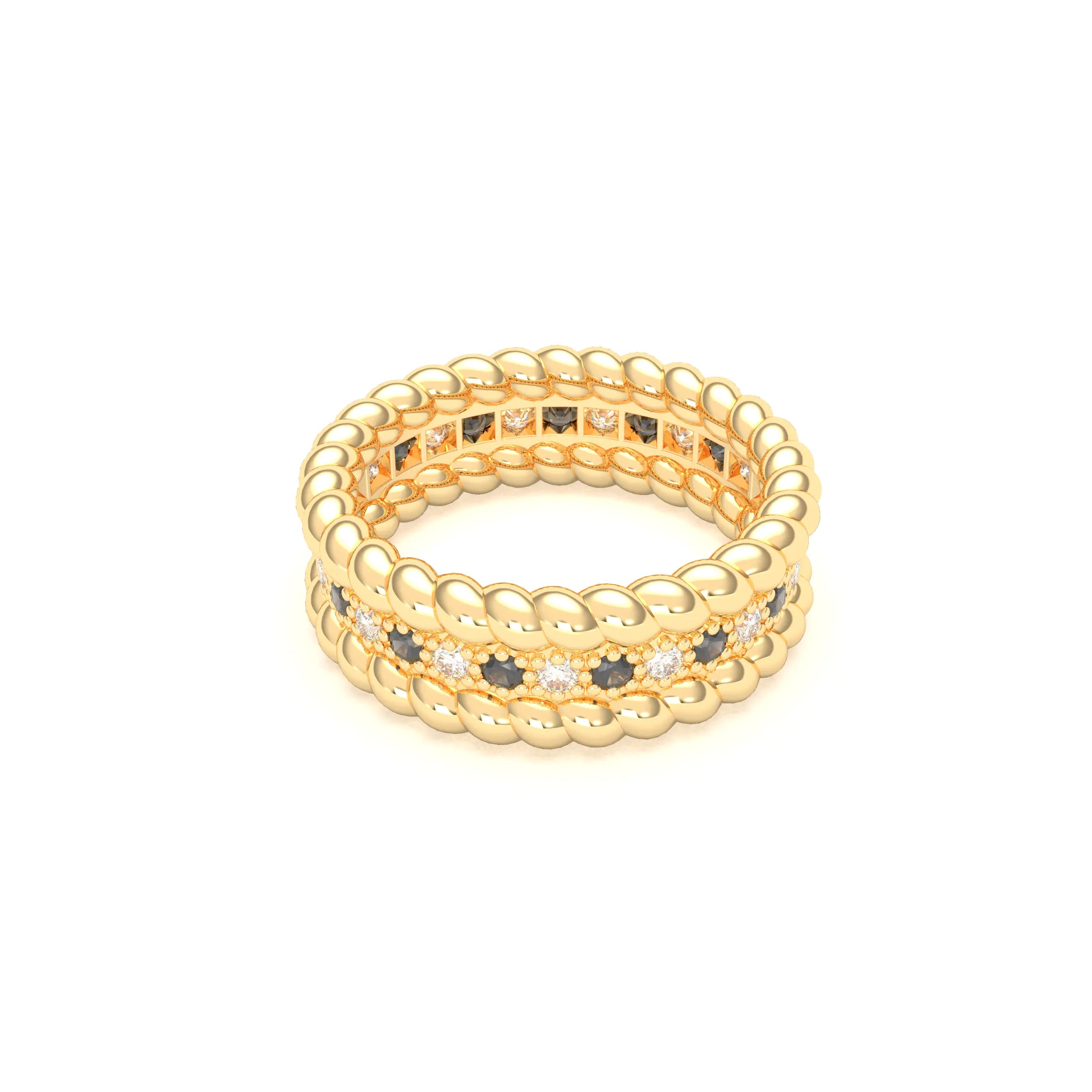 Bague Olympe en Or Jaune 18 Carats et Pierres Précieuses