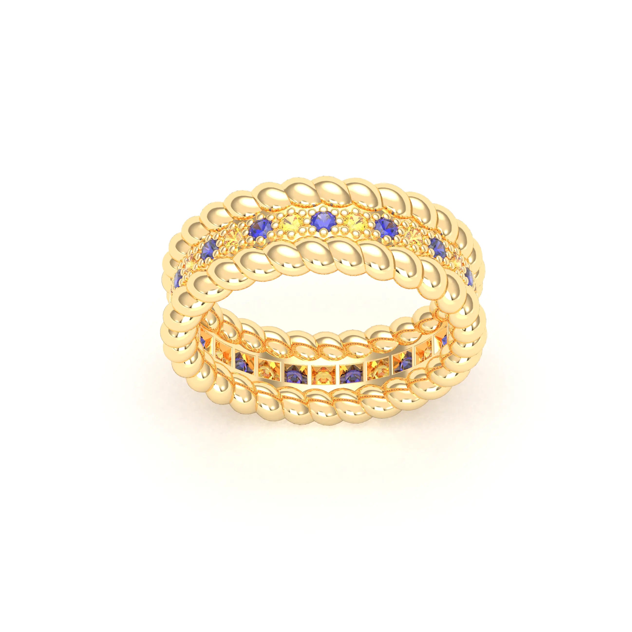 Bague Olympe en Or Jaune 18 Carats et Pierres Précieuses
