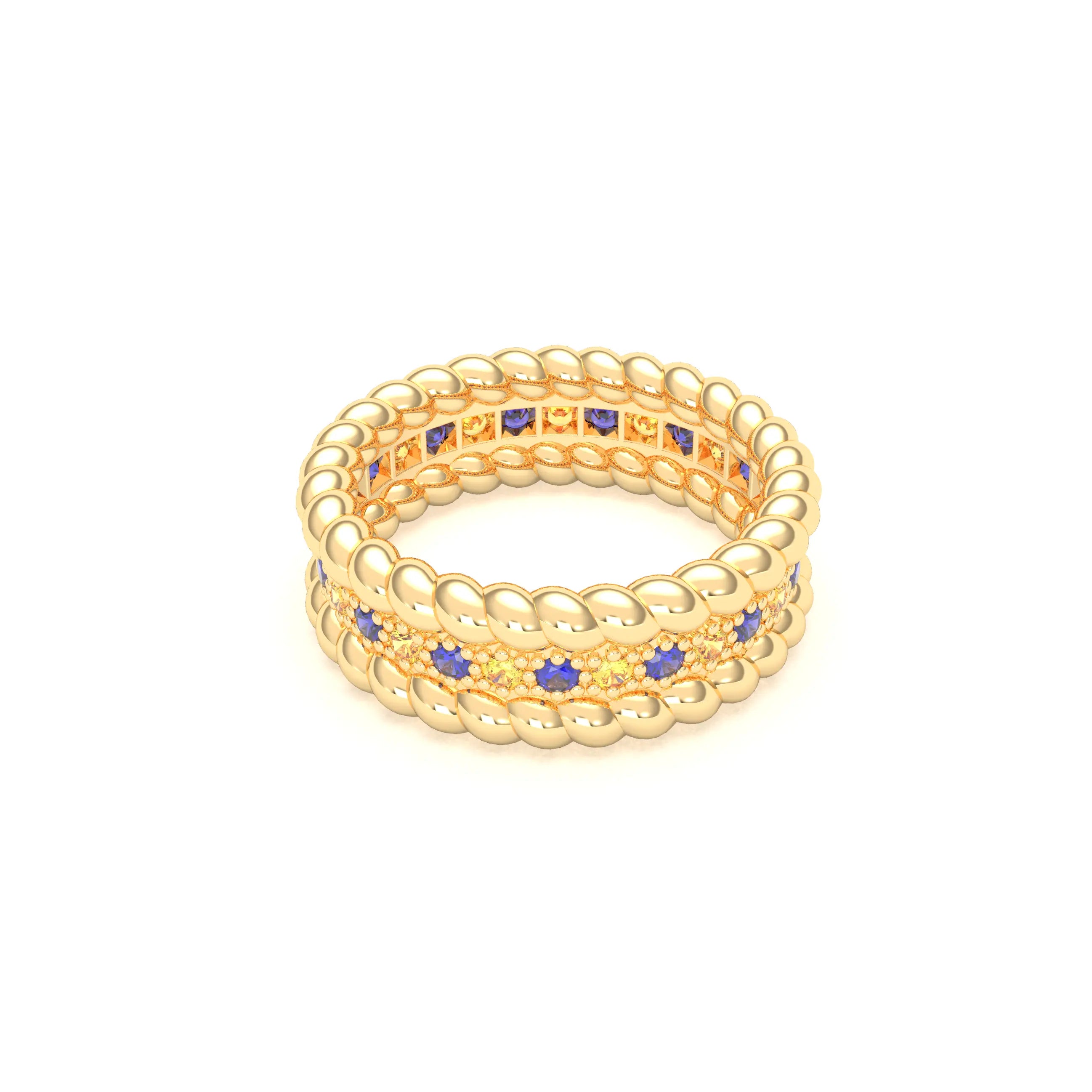 Bague Olympe en Or Jaune 18 Carats et Pierres Précieuses