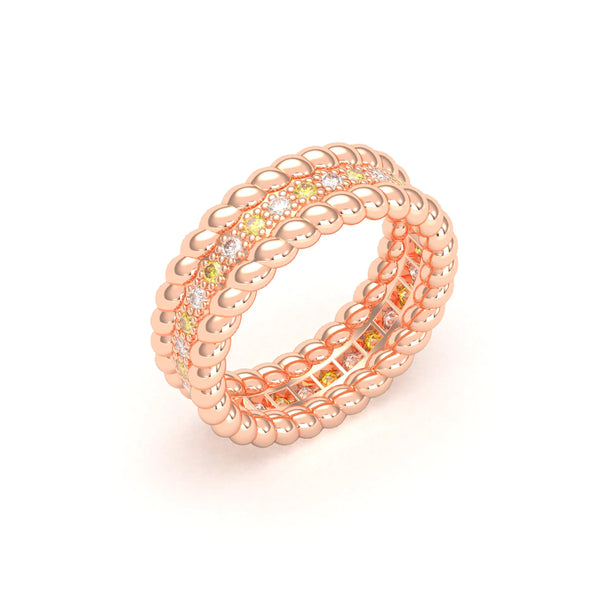Bague Olympe en Or Rose 18 Carats et Pierres Précieuses Diamant - Diamant jaune