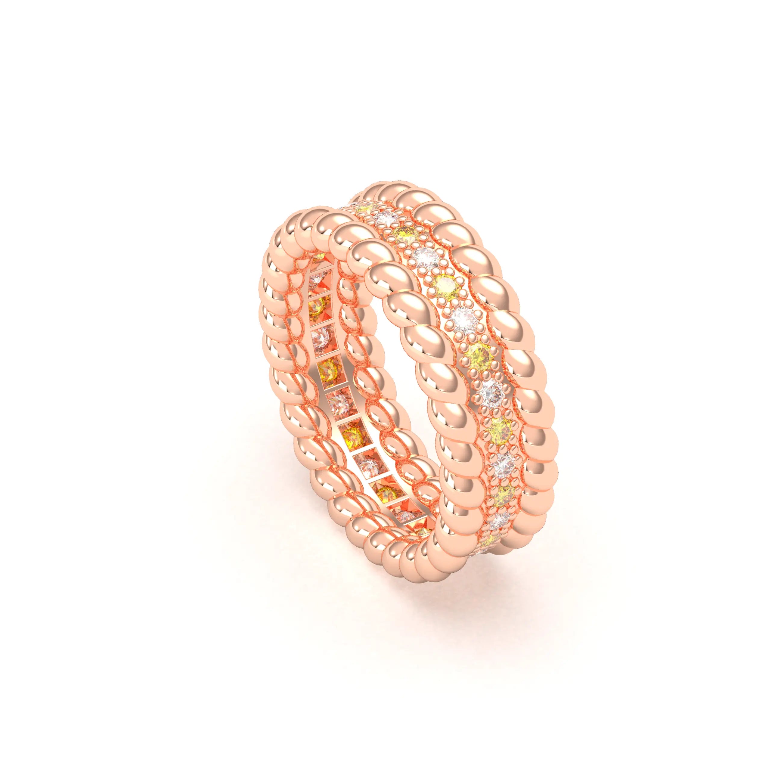 Bague Olympe en Or Rose 18 Carats et Pierres Précieuses