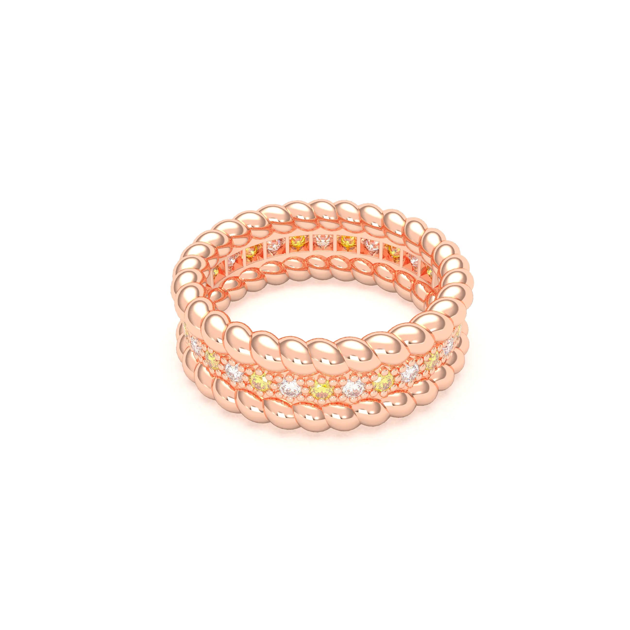 Bague Olympe en Or Rose 18 Carats et Pierres Précieuses