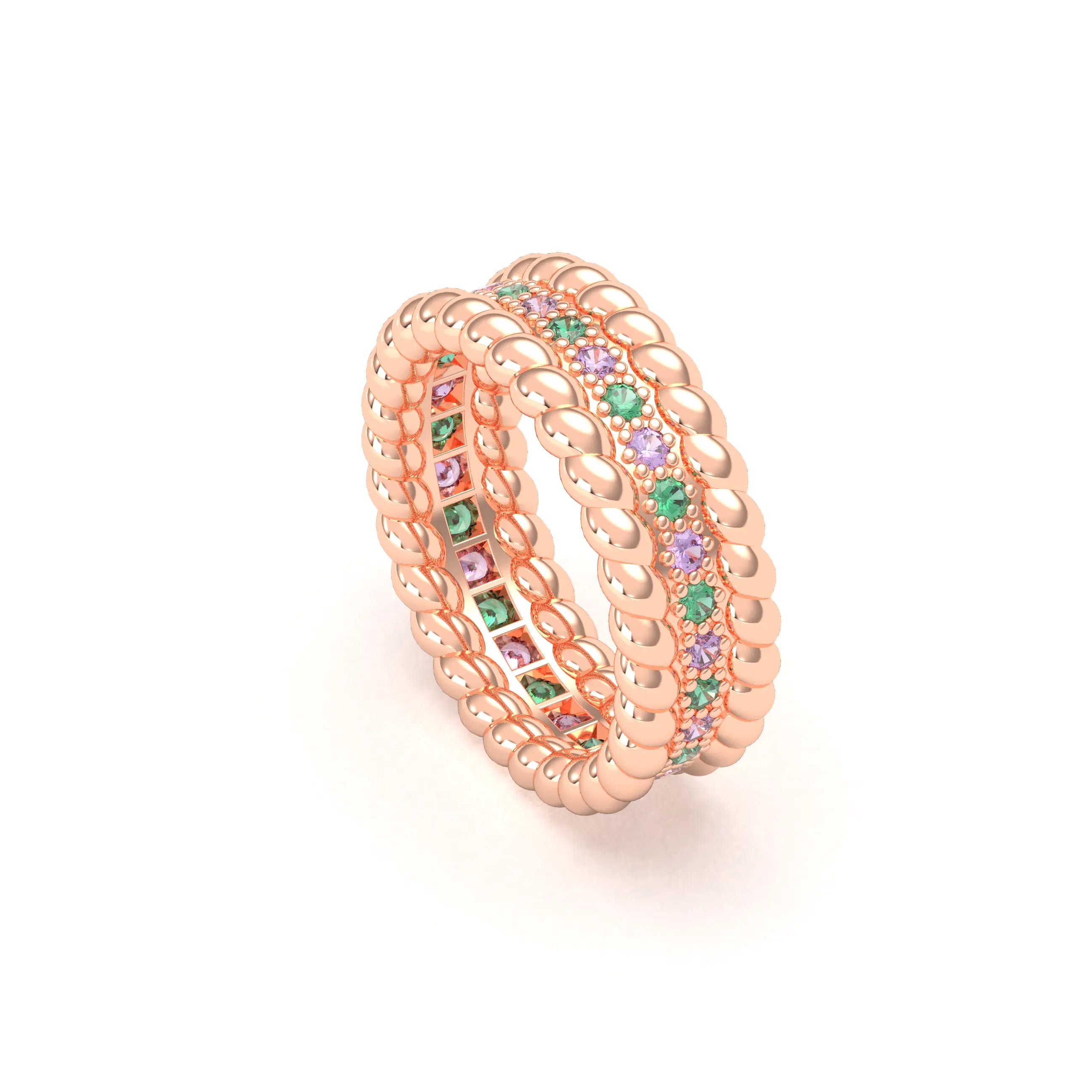 Bague Olympe en Or Rose 18 Carats et Pierres Précieuses