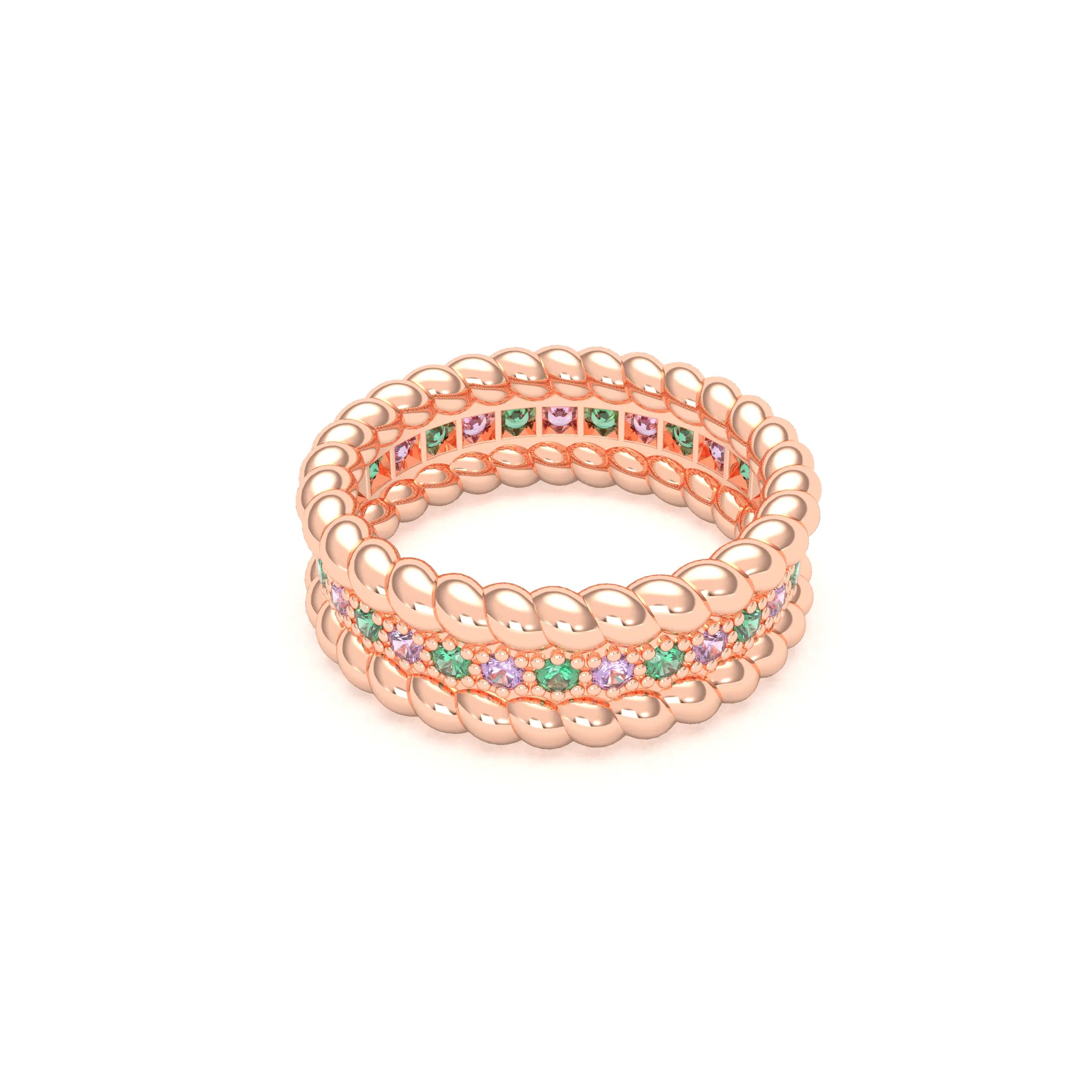 Bague Olympe en Or Rose 18 Carats et Pierres Précieuses