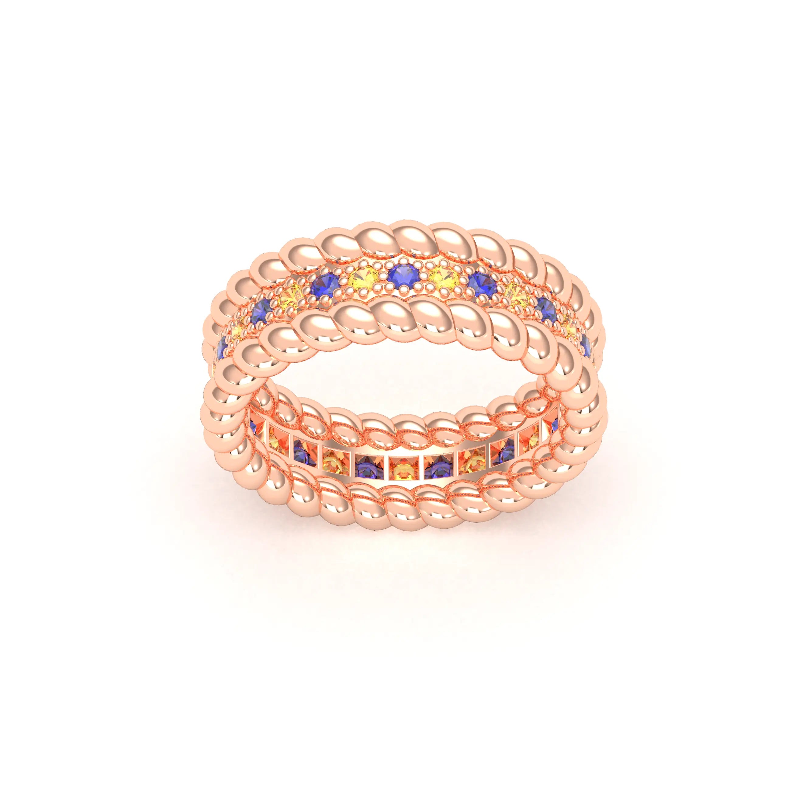 Bague Olympe en Or Rose 18 Carats et Pierres Précieuses
