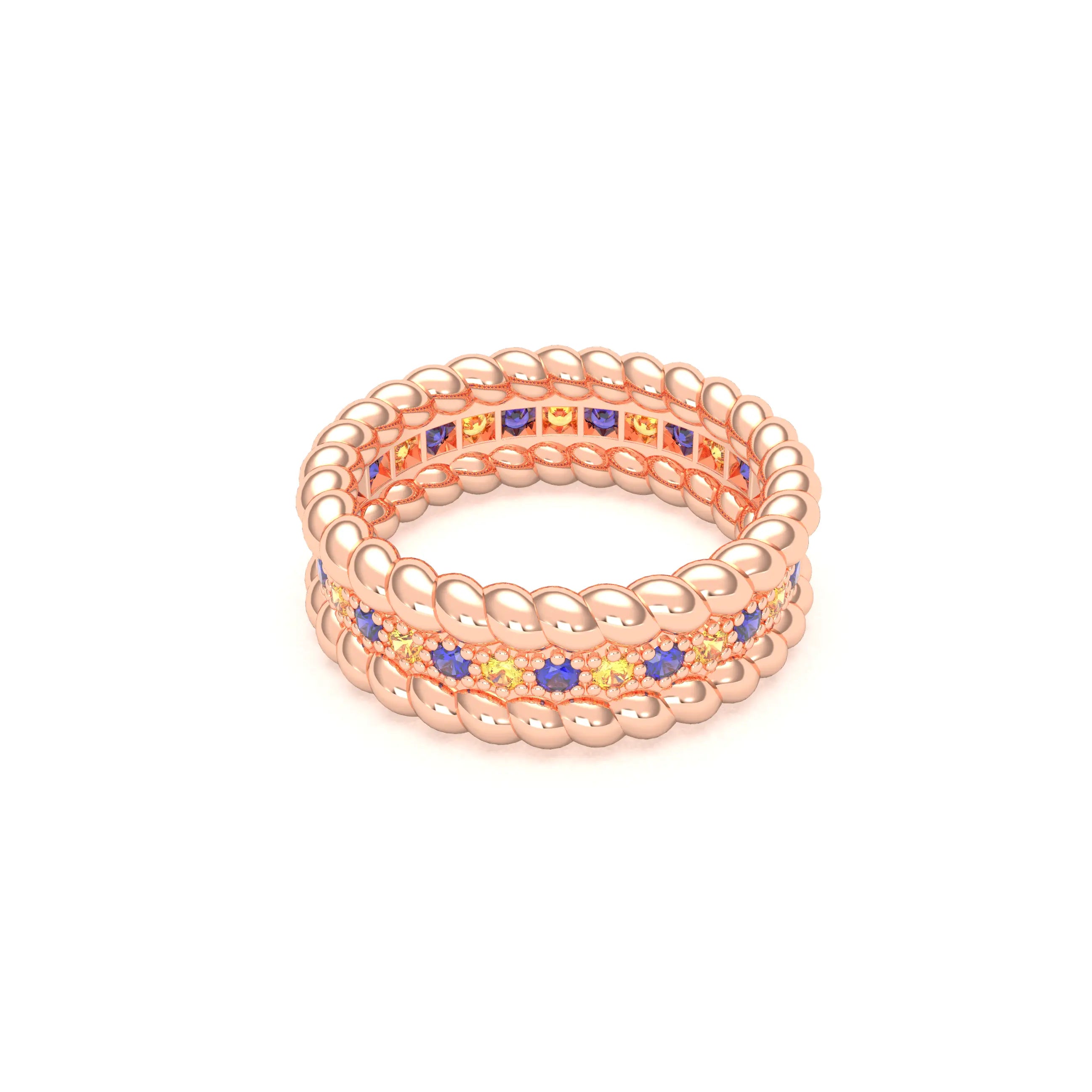 Bague Olympe en Or Rose 18 Carats et Pierres Précieuses
