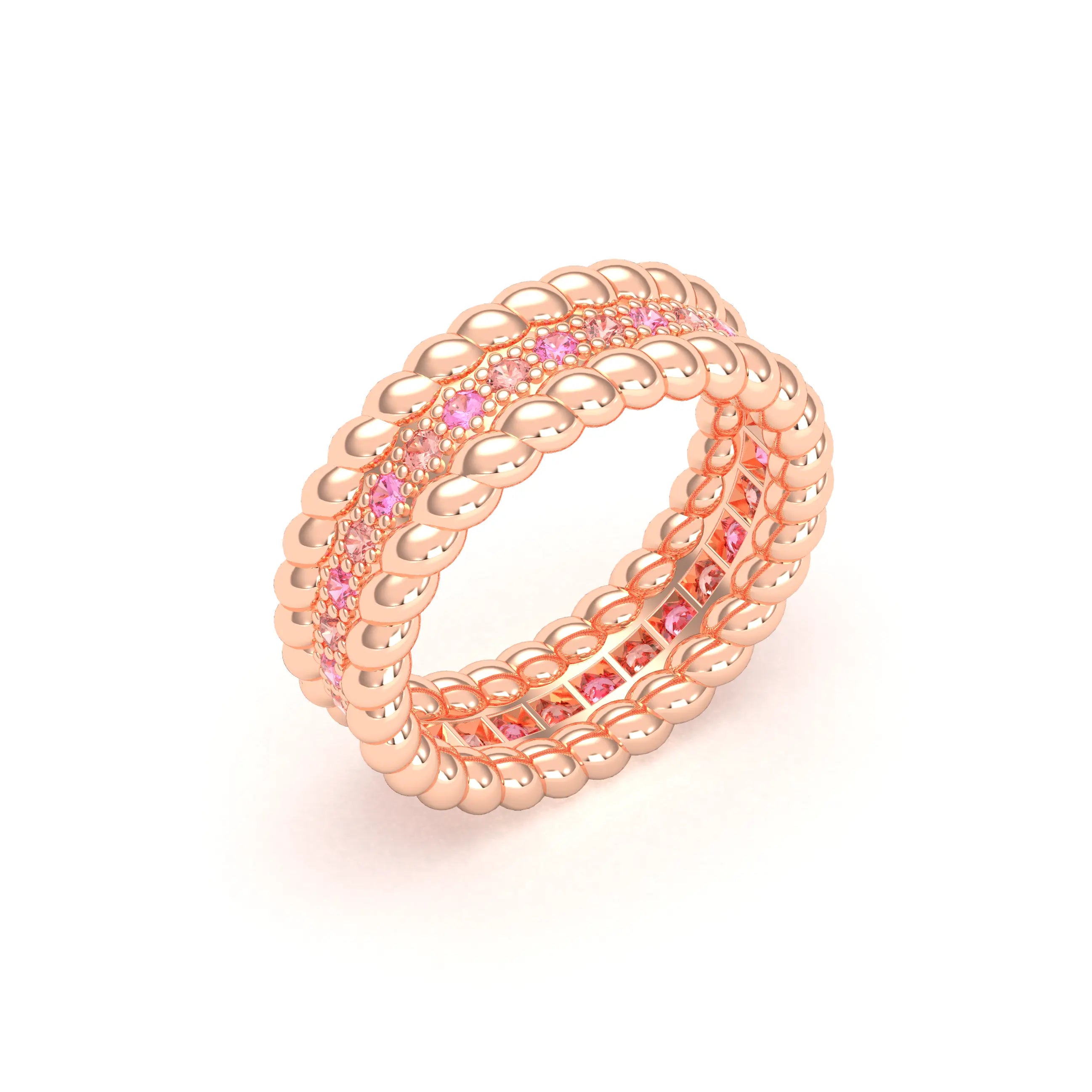 Bague Olympe en Or Rose 18 Carats et Pierres Précieuses Saphir rose - Saphir pêche