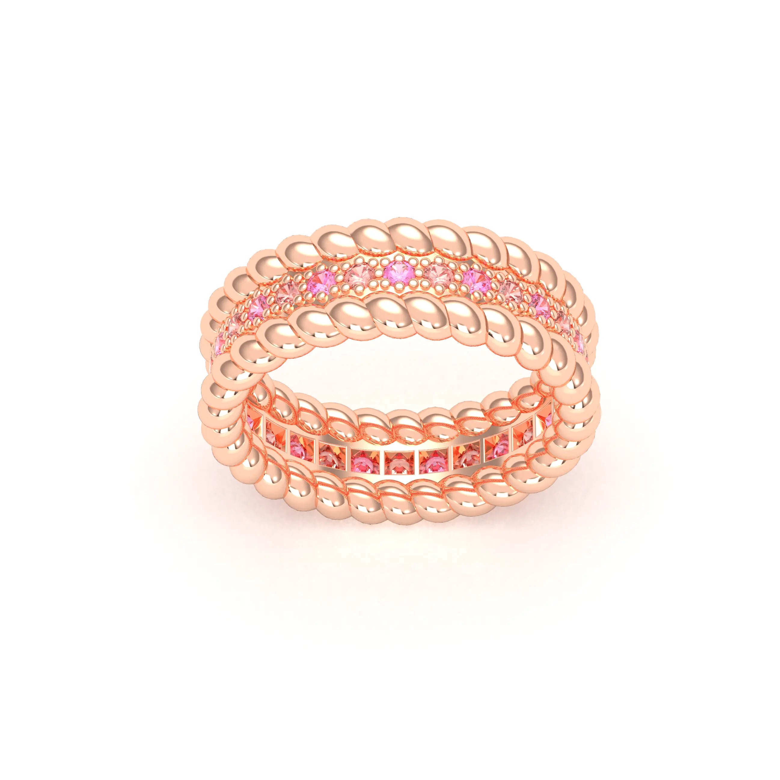 Bague Olympe en Or Rose 18 Carats et Pierres Précieuses