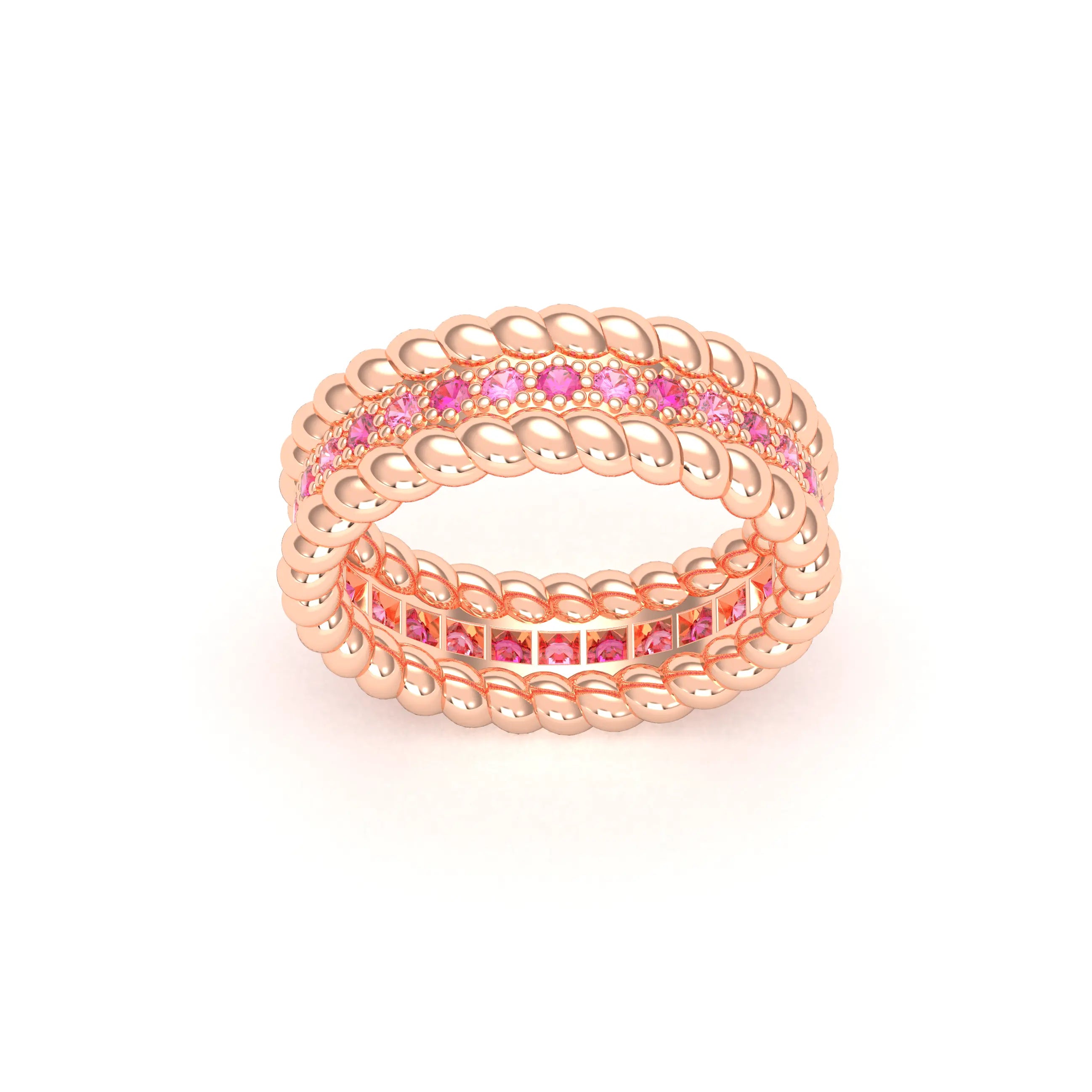 Bague Olympe en Or Rose 18 Carats et Pierres Précieuses