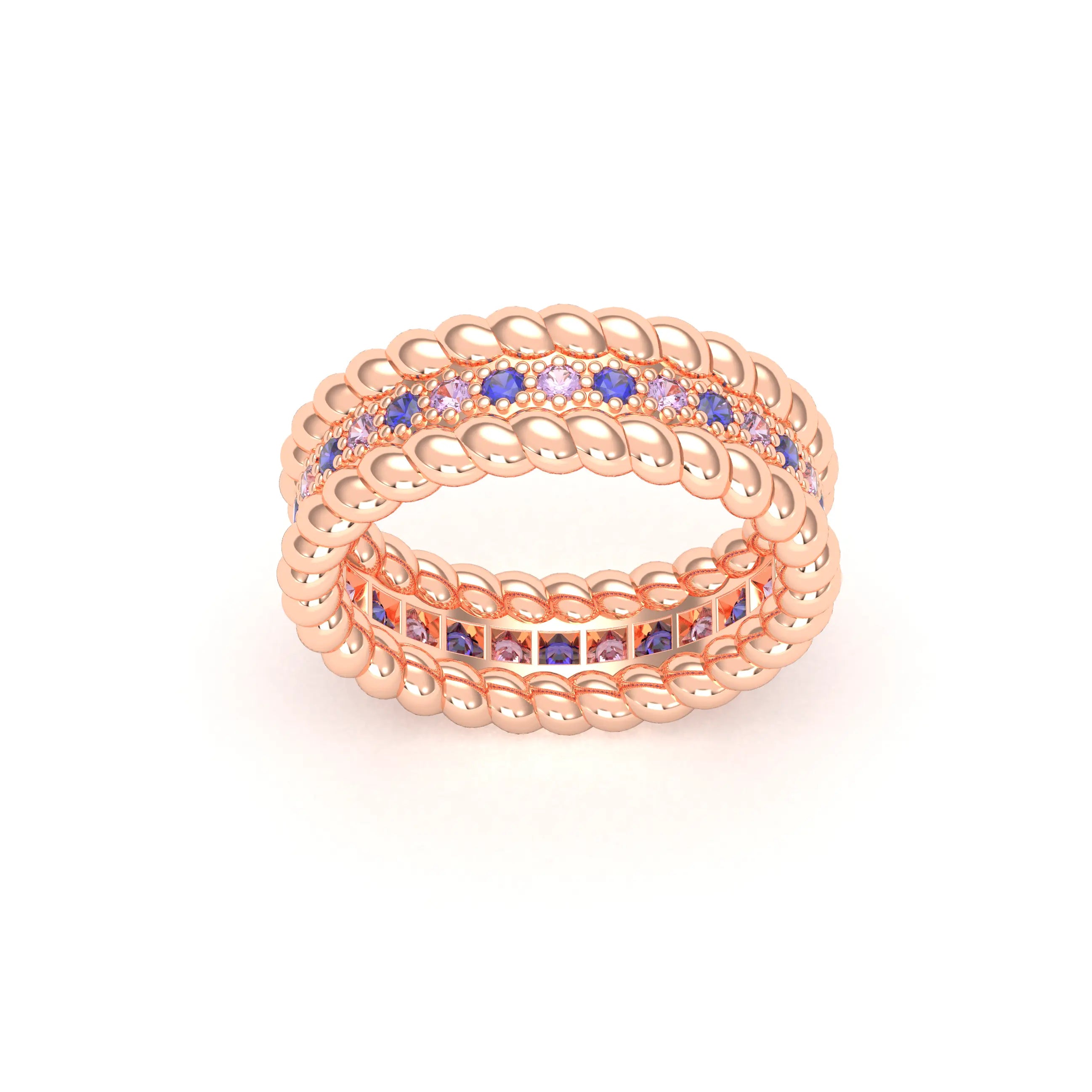 Bague Olympe en Or Rose 18 Carats et Pierres Précieuses