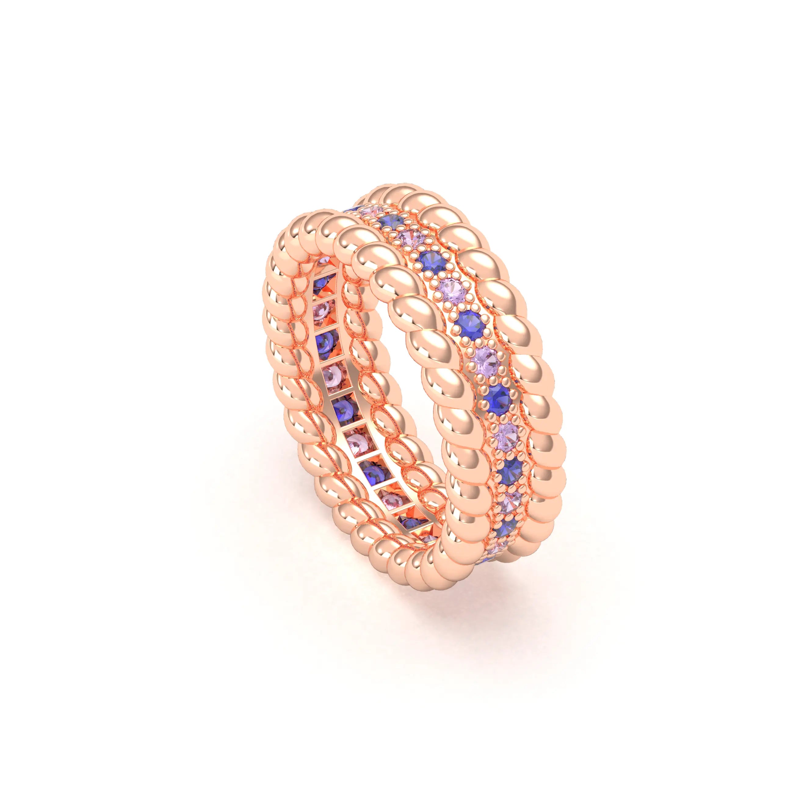 Bague Olympe en Or Rose 18 Carats et Pierres Précieuses