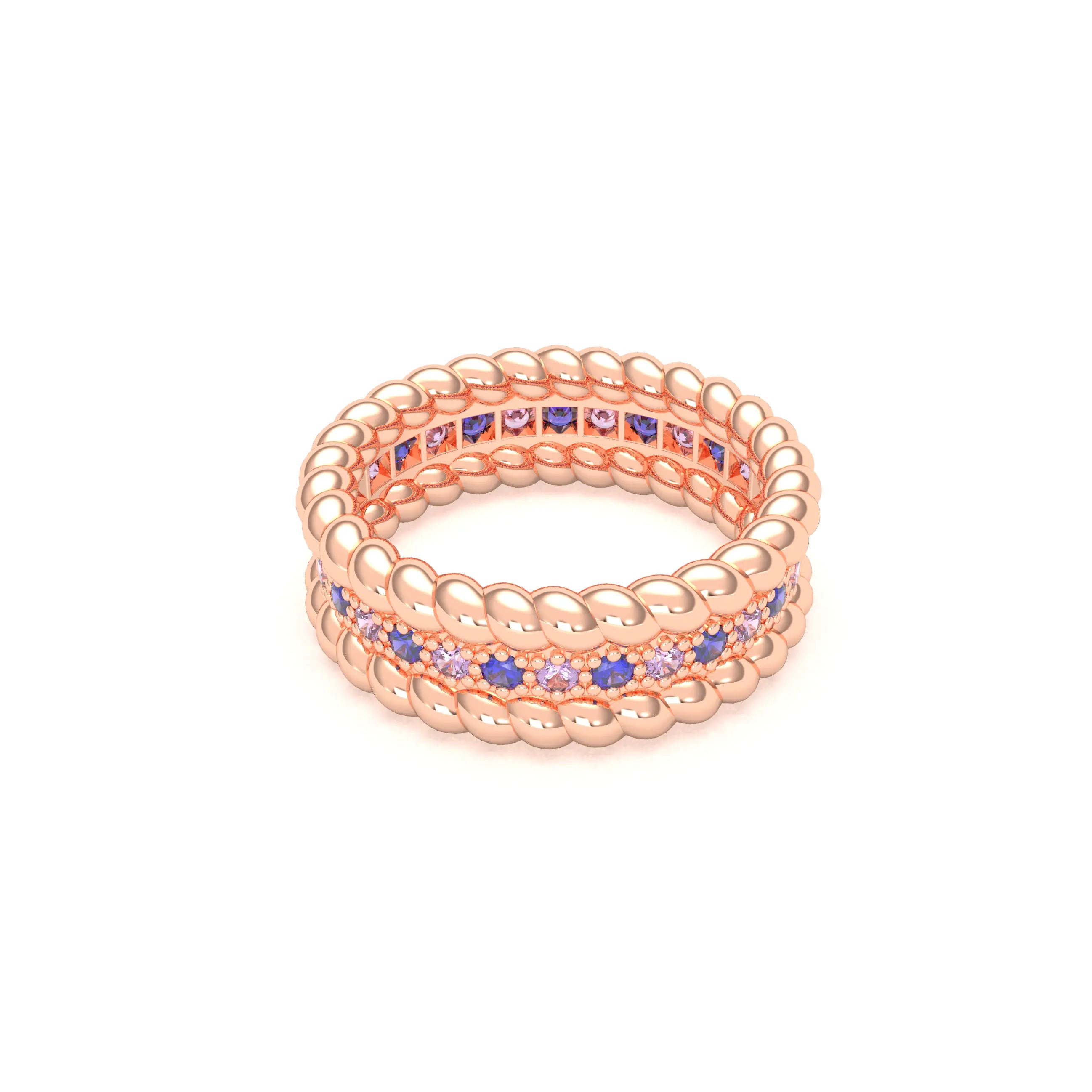 Bague Olympe en Or Rose 18 Carats et Pierres Précieuses