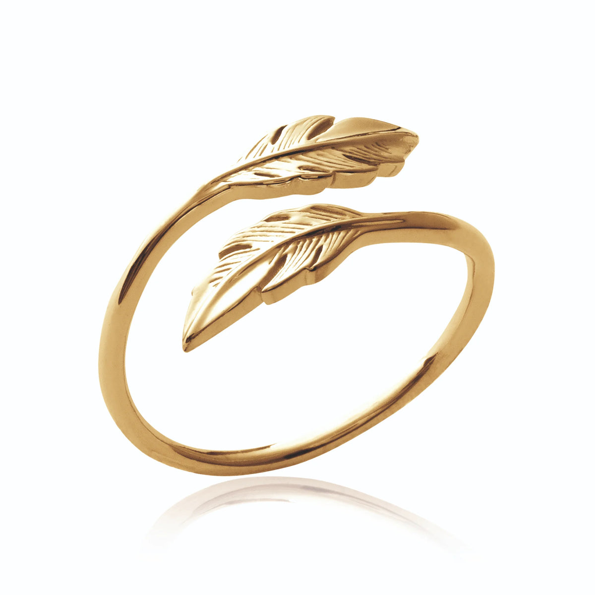 Bague ouverte plume en plaqué or