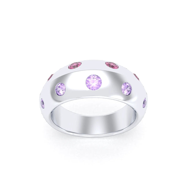 Bague Sabrina Biseautée Argent 950 – Pierres Fines en Double Rangée au choix, autre vue