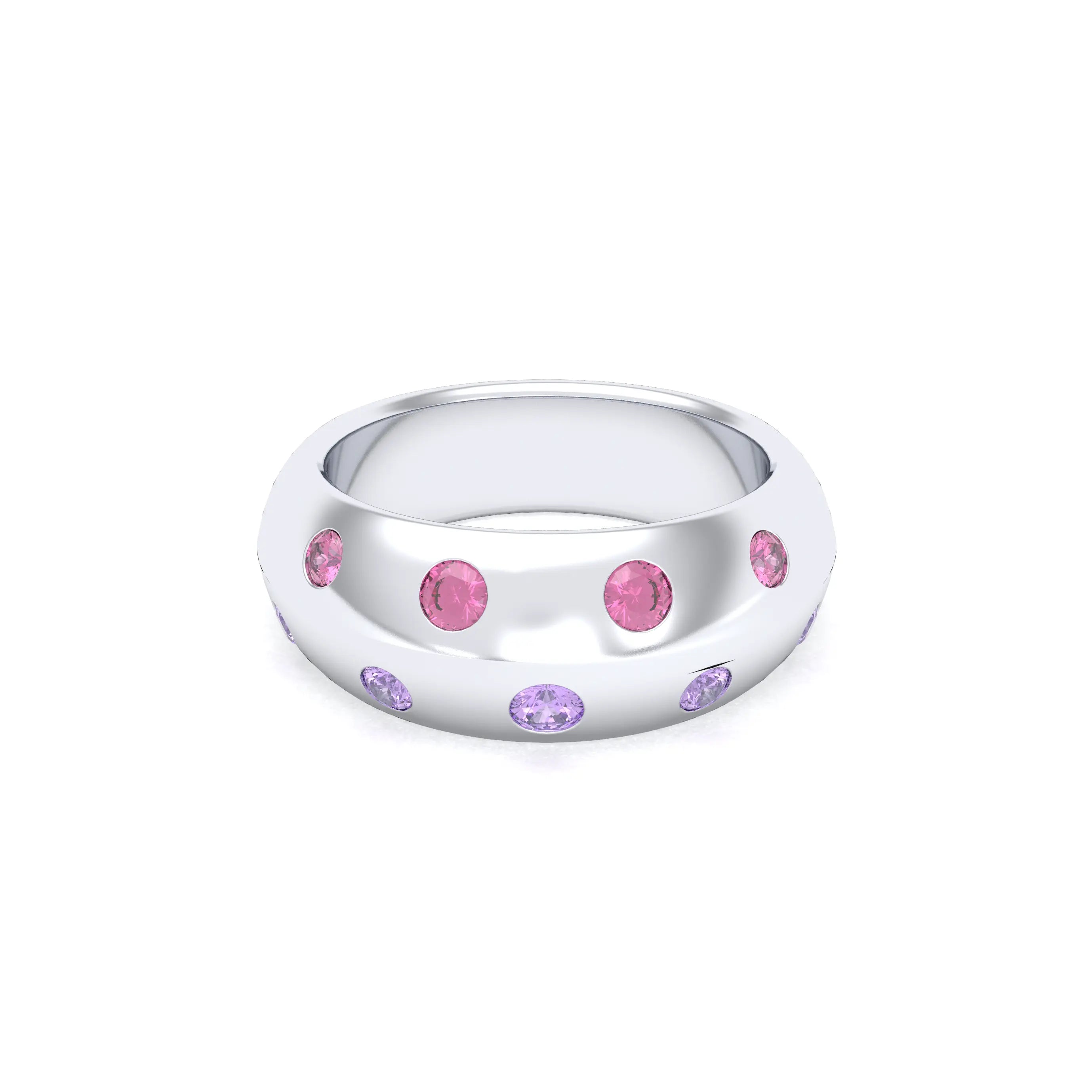 Bague Sabrina Biseautée Argent 950 – Pierres Fines en Double Rangée au choix