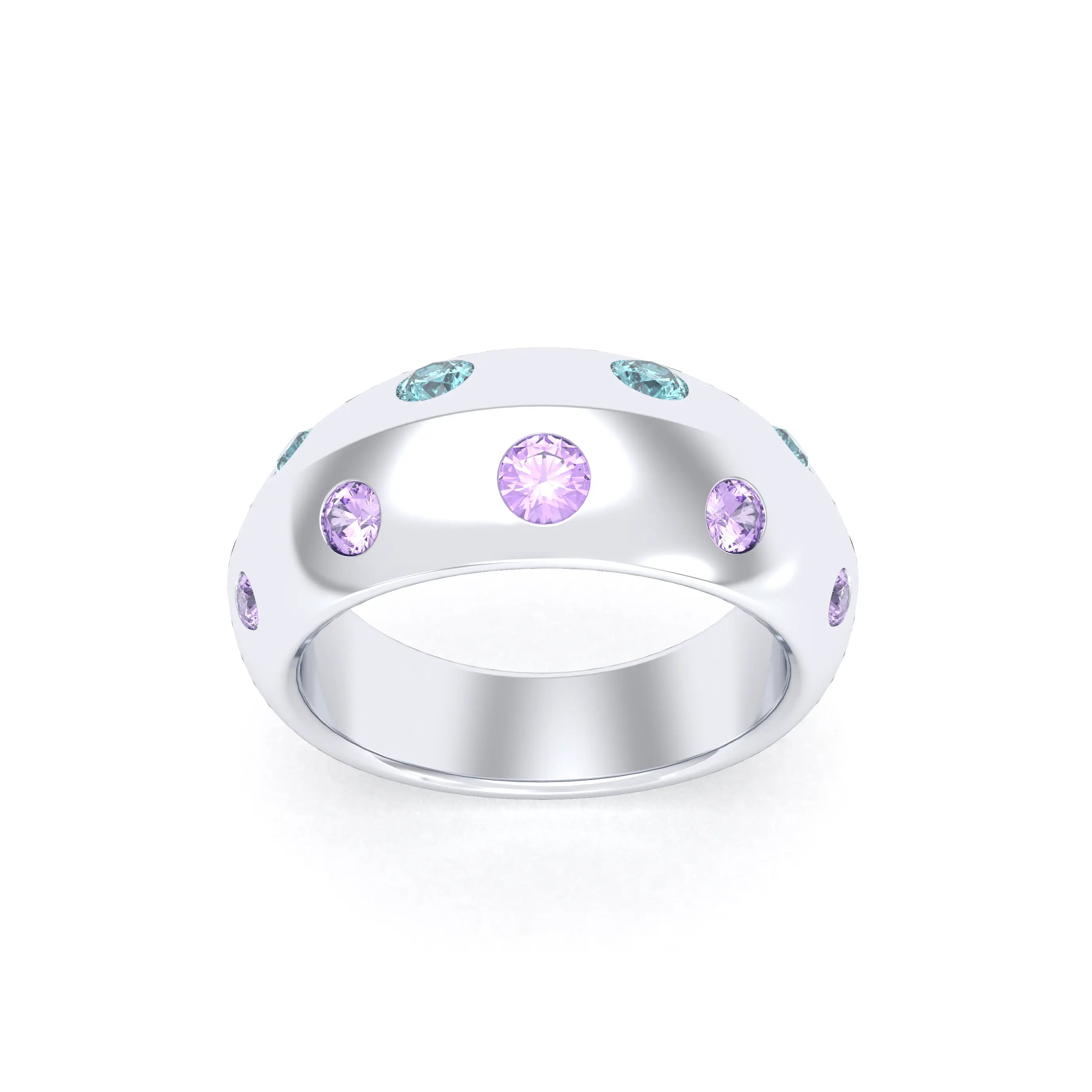 Bague Sabrina Biseautée Argent 950 – Pierres Fines en Double Rangée au choix