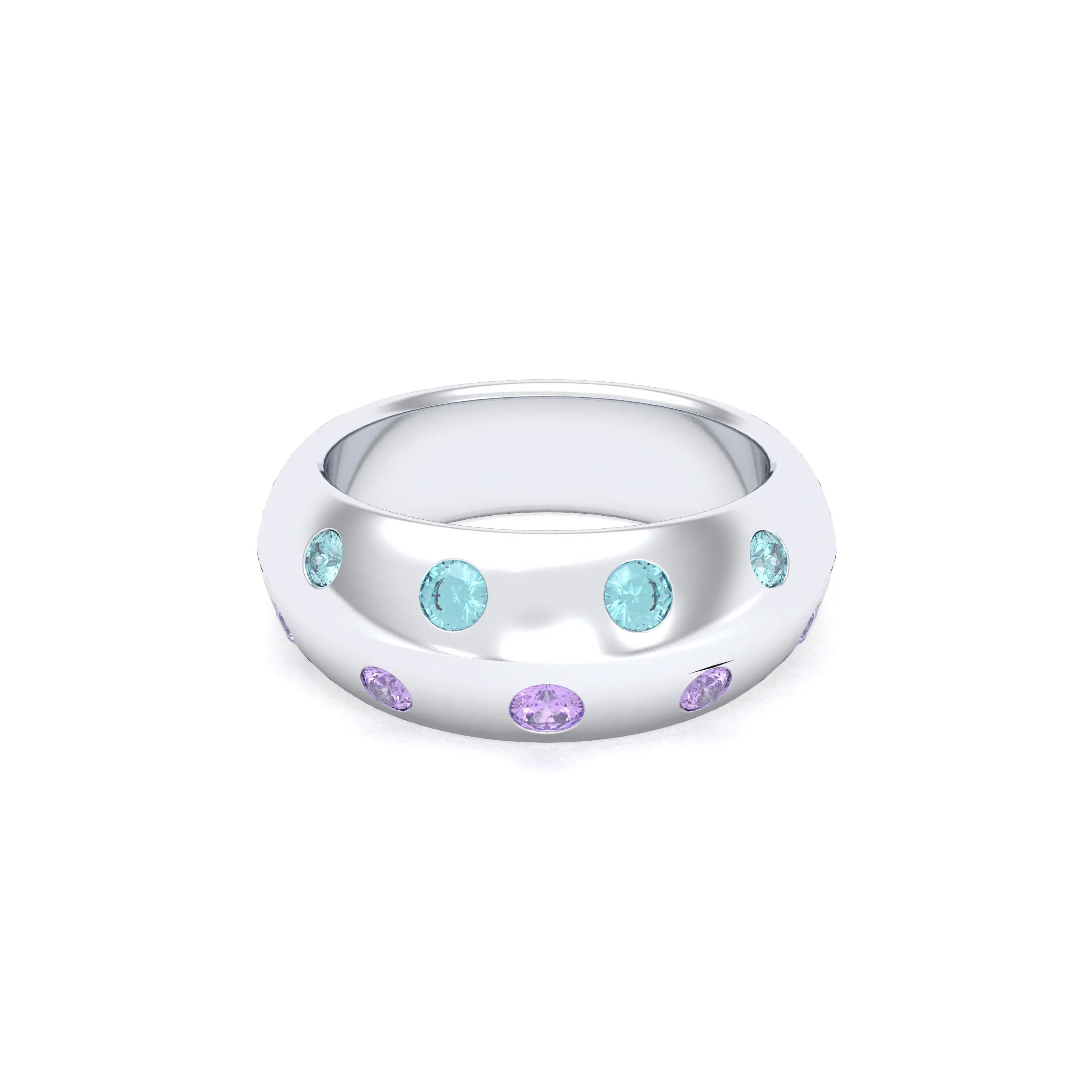 Bague Sabrina Biseautée Argent 950 – Pierres Fines en Double Rangée au choix