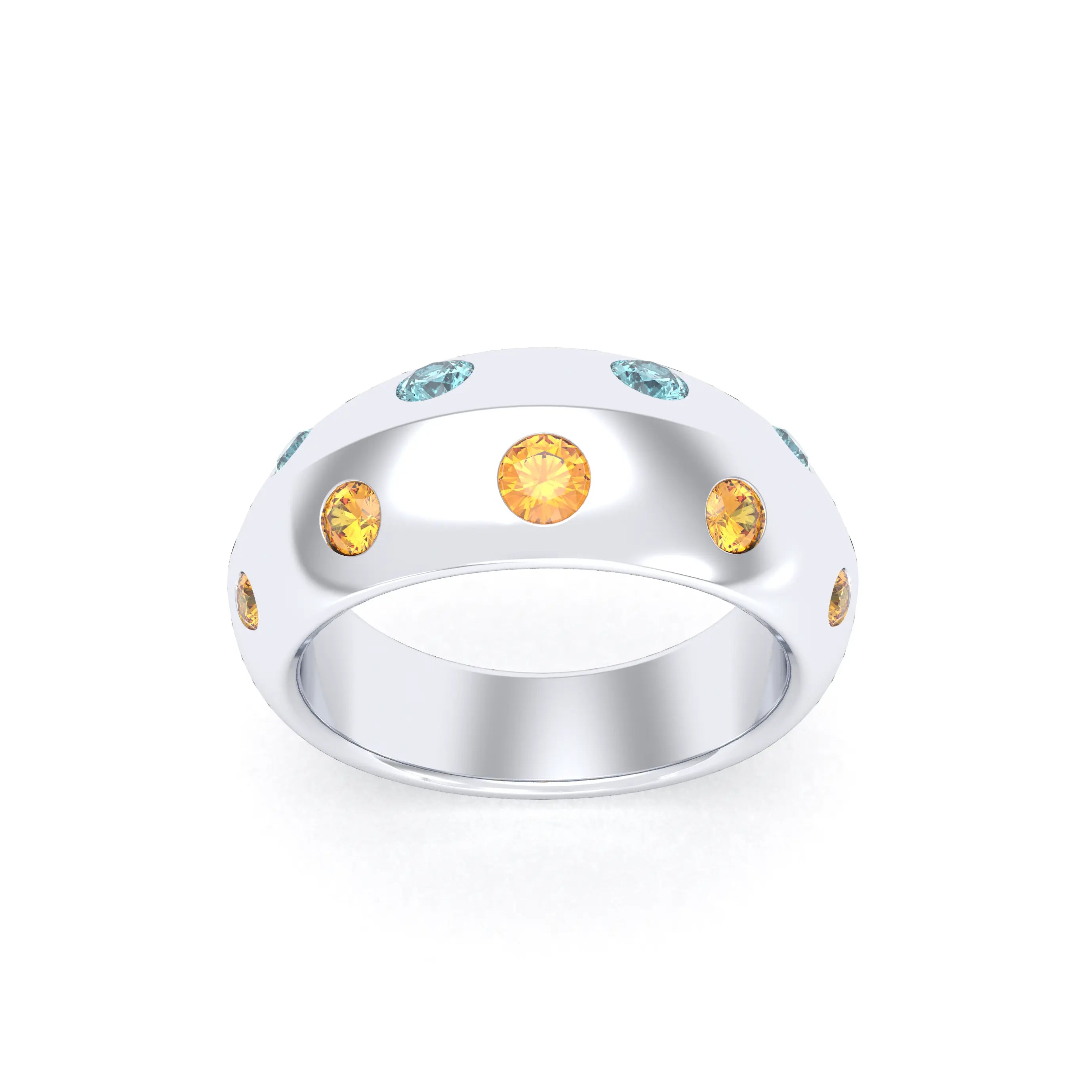 Bague Sabrina Biseautée Argent 950 – Pierres Fines en Double Rangée au choix