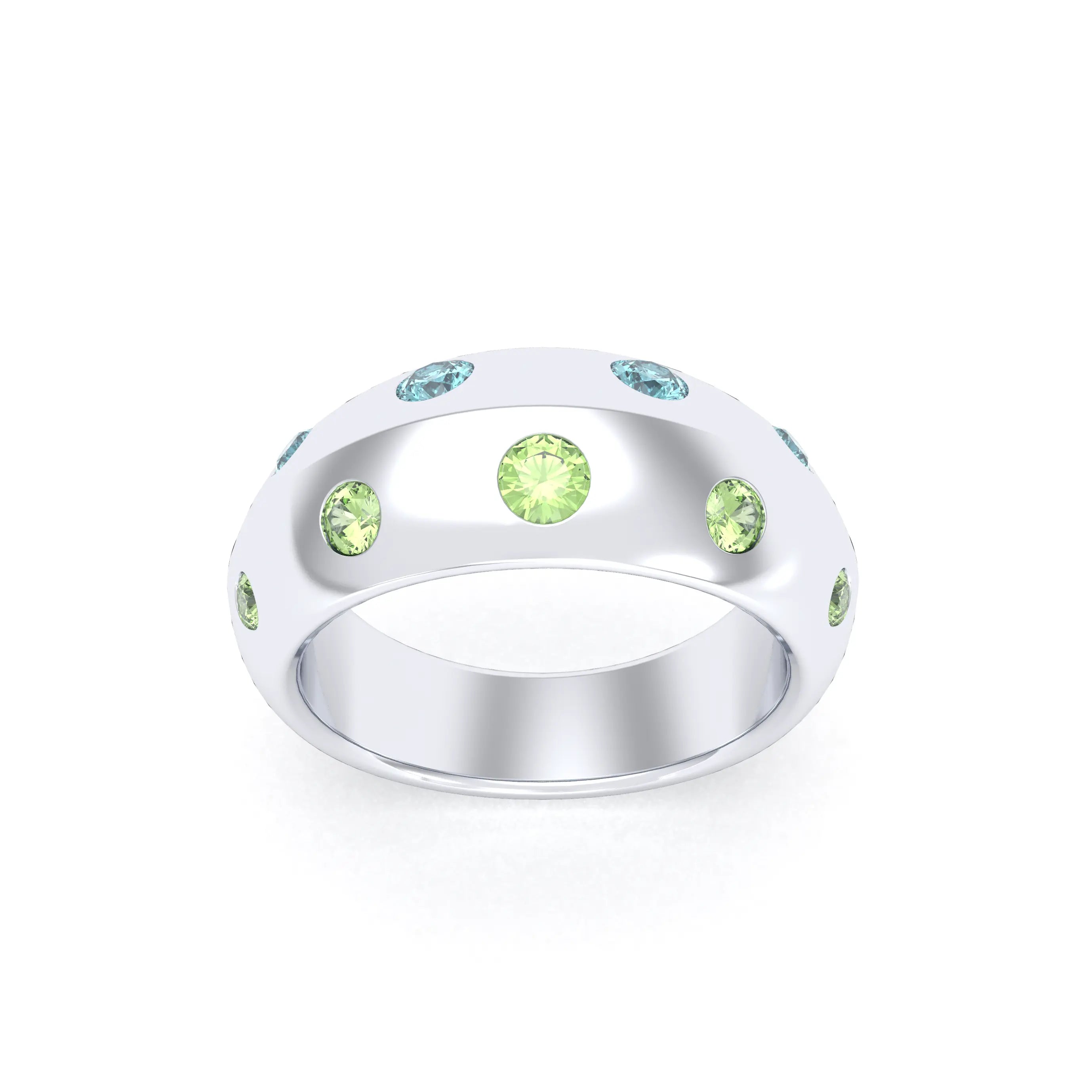 Bague Sabrina Biseautée Argent 950 – Pierres Fines en Double Rangée au choix