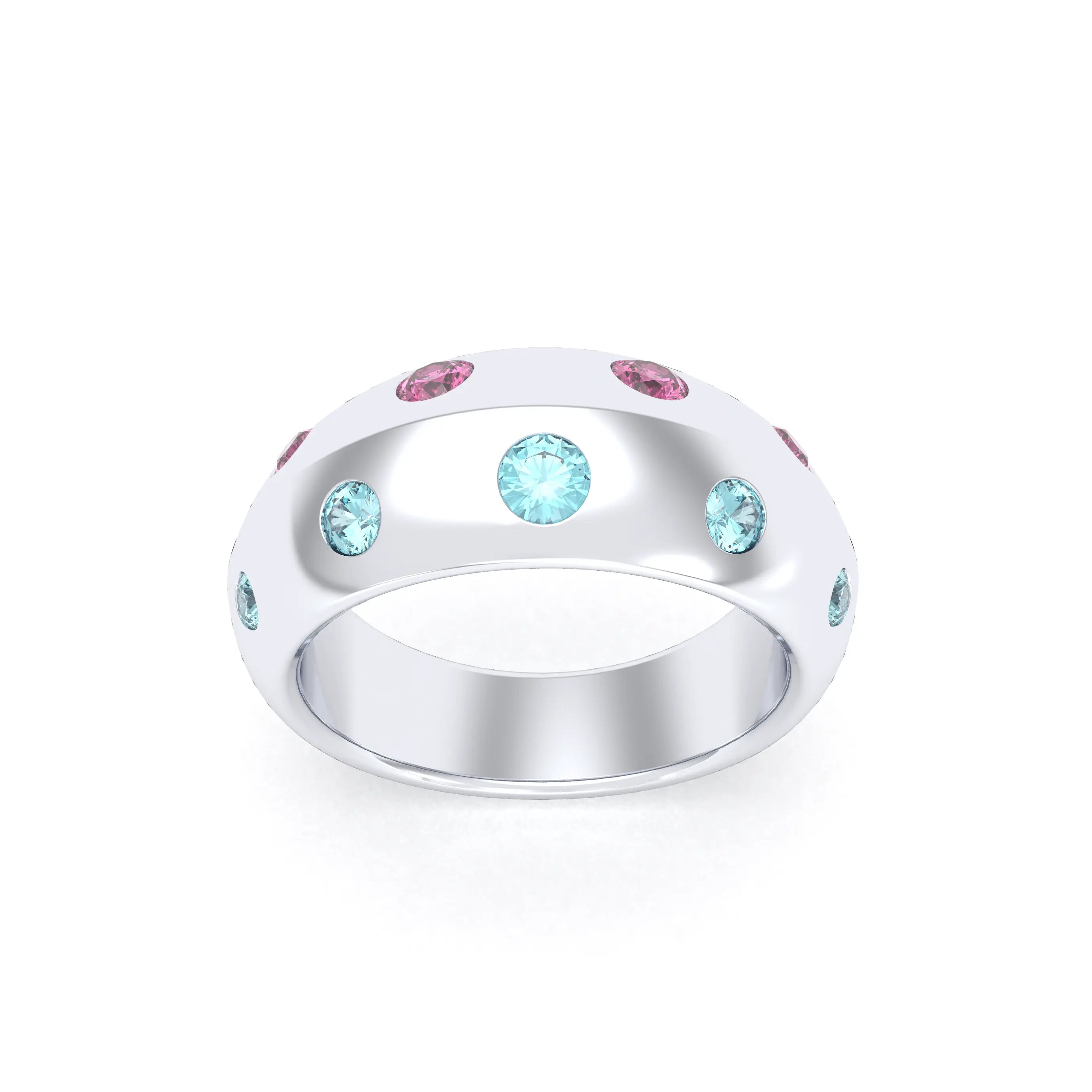 Bague Sabrina Biseautée Argent 950 – Pierres Fines en Double Rangée au choix