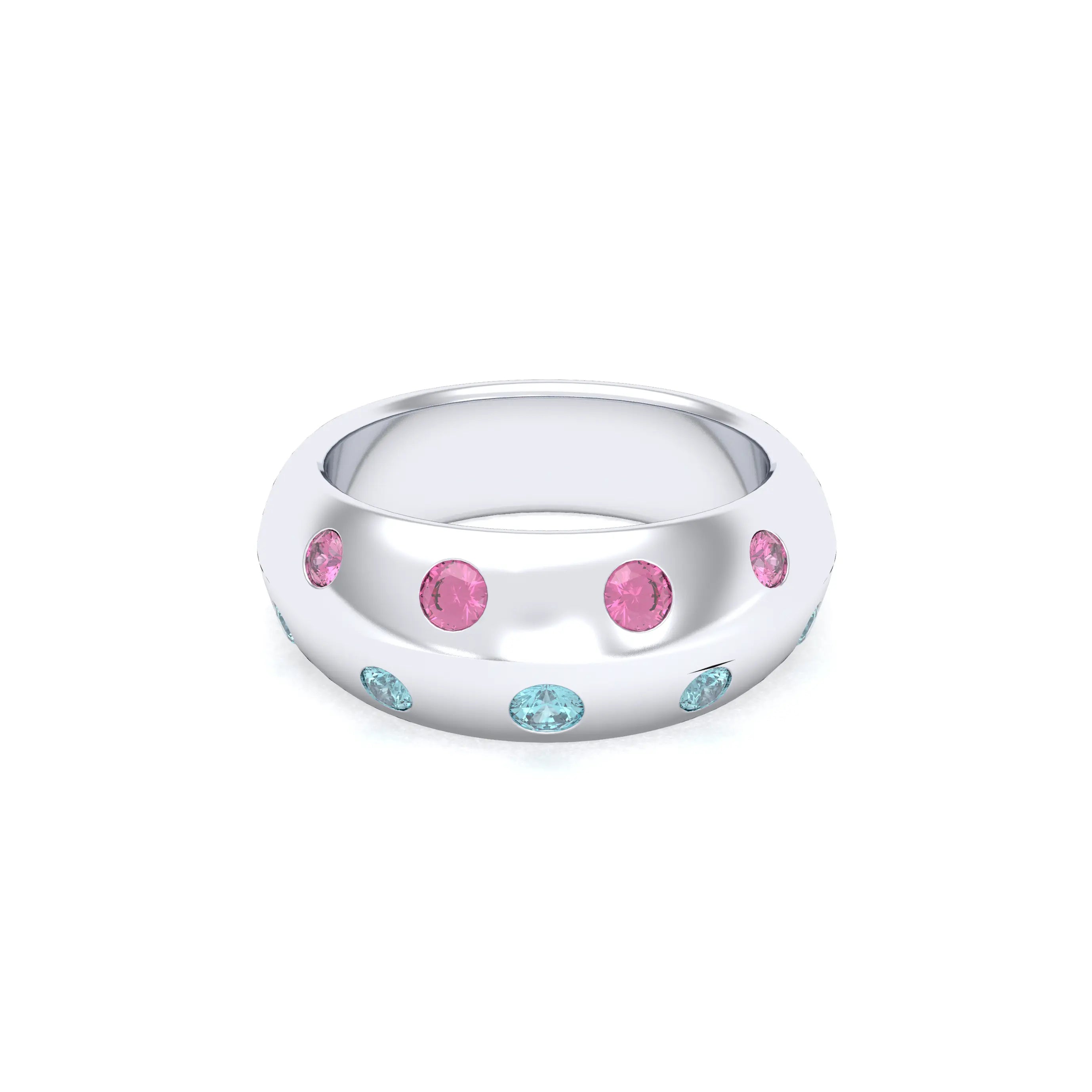 Bague Sabrina Biseautée Argent 950 – Pierres Fines en Double Rangée au choix