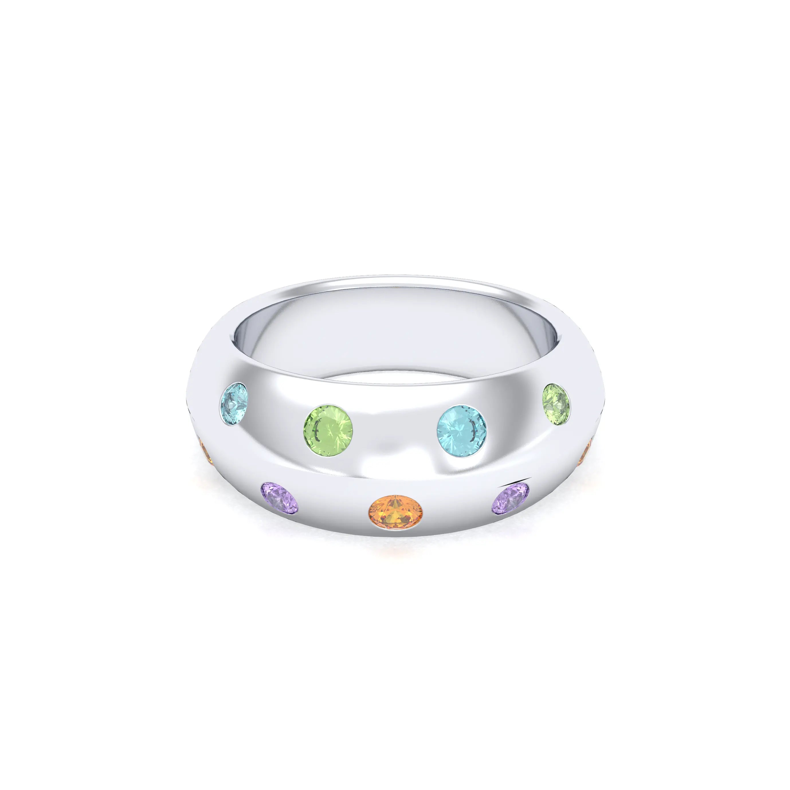 Bague Sabrina Biseautée Argent 950 – Harmonie Multicolore de Pierres Fines