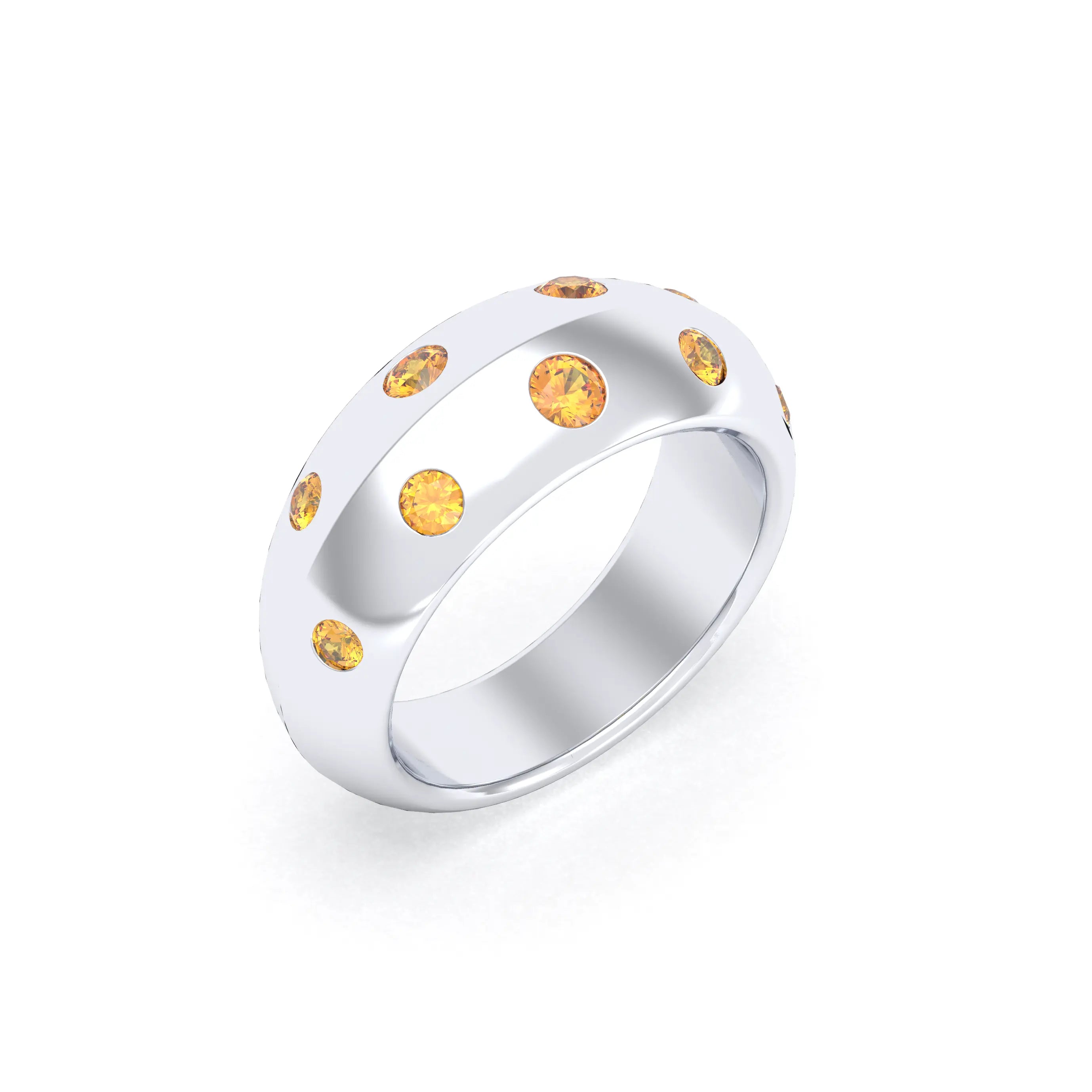 Bague Sabrina Biseautée Argent 950 – Pierres Fines au Choix Citrine