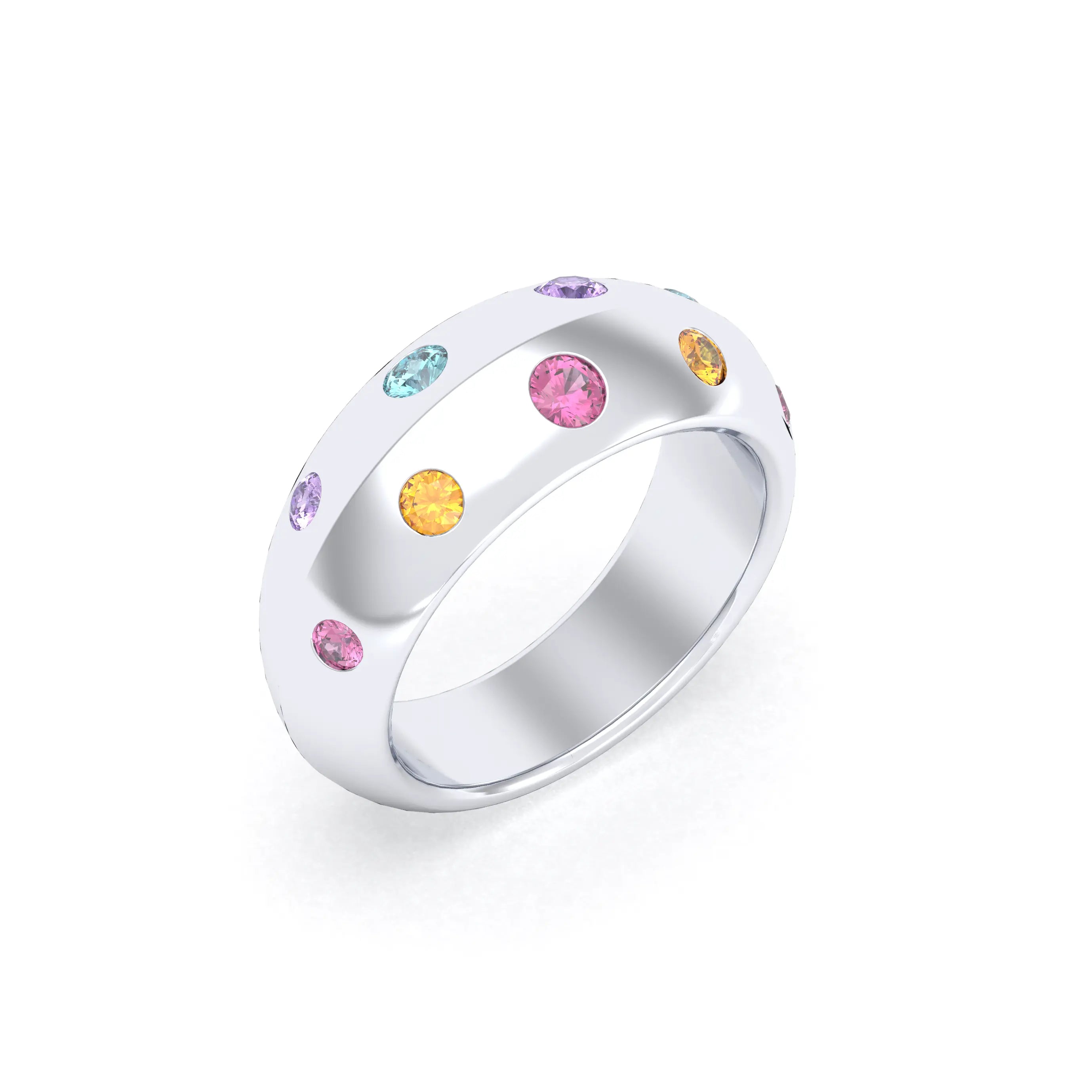 Bague Sabrina Biseautée Argent 950 – Harmonie Multicolore de Pierres Fines Grenat Rhodolite