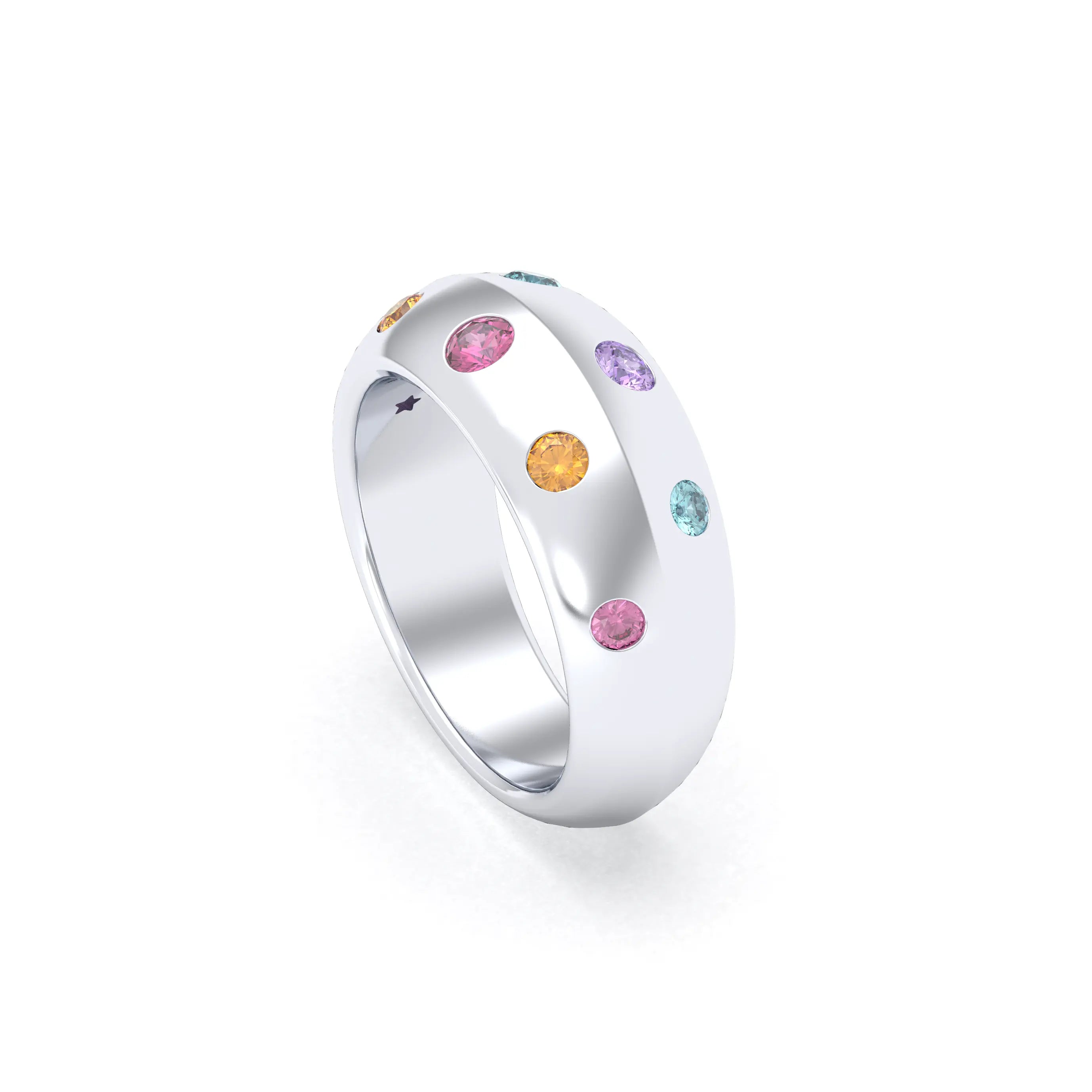 Bague Sabrina Biseautée Argent 950 – Harmonie Multicolore de Pierres Fines