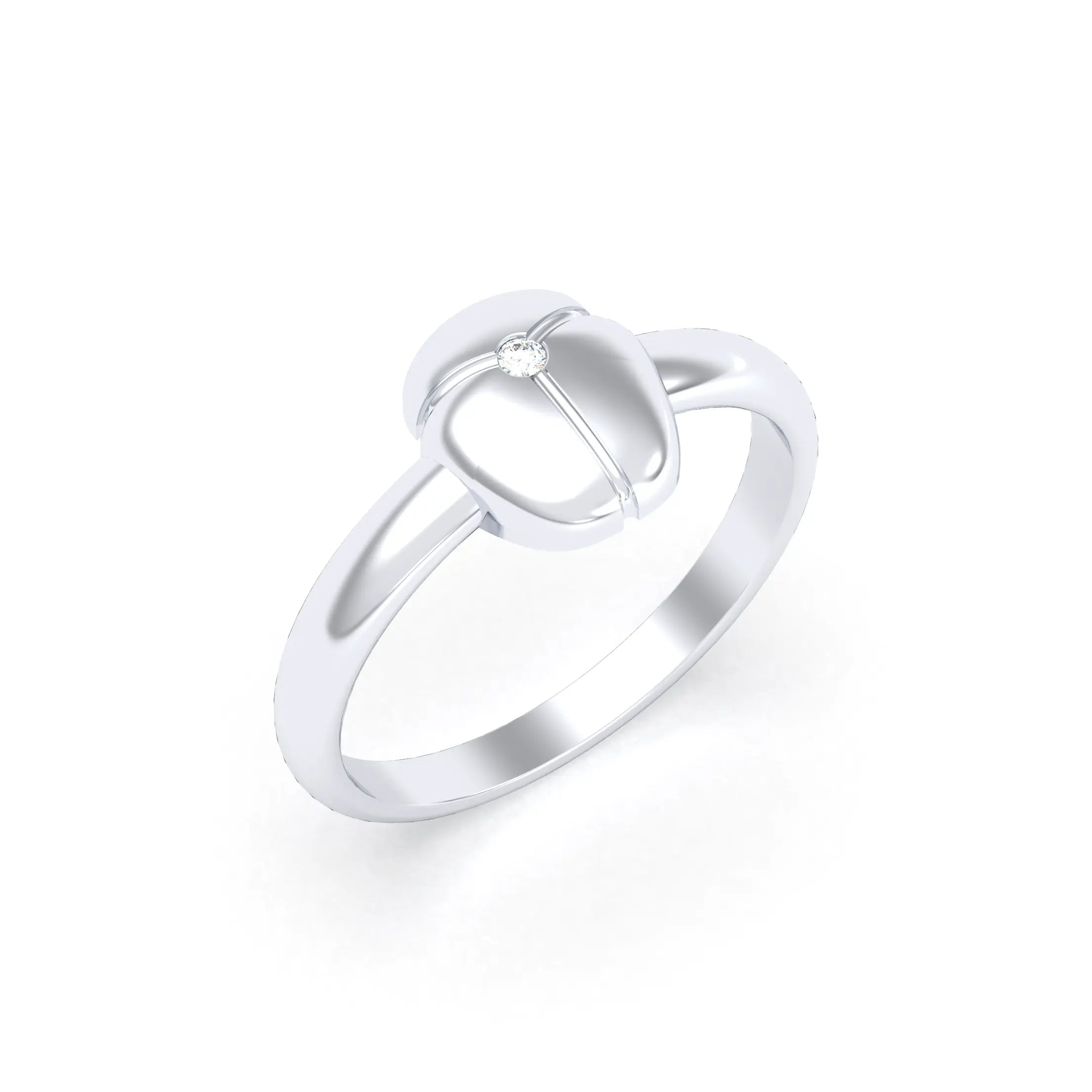 Bague Scarabée or blanc 18 carats sertie d'une pierre précieuse au choix Diamant